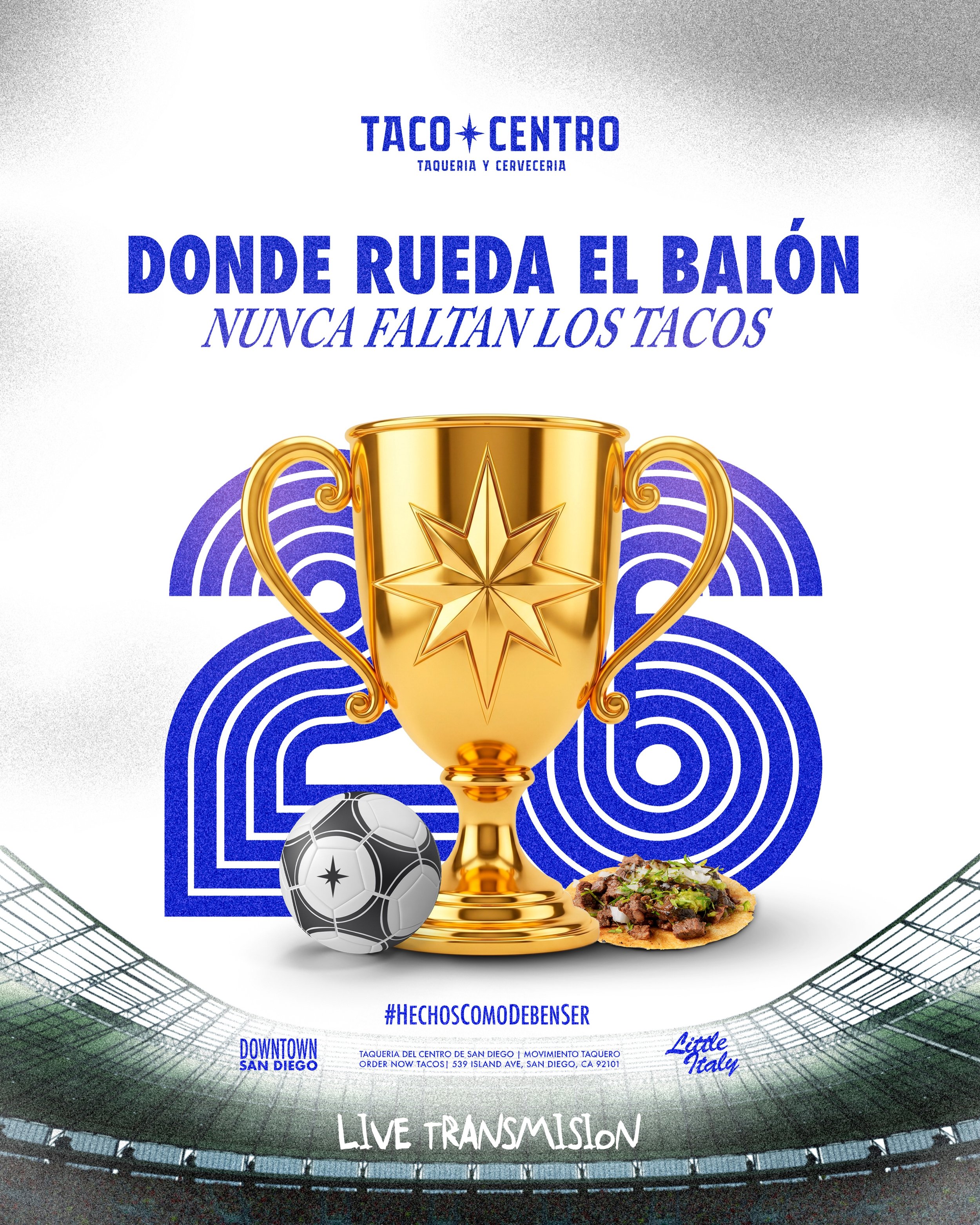 Donde rueda el bal&oacute;n &iexcl;Nunca faltan los TACOS! 🌮⚽️ #TacoCentroSD 🏆
&bull;
📍 2171 Kettner Blvd, San Diego, CA 
📍 539 Island Ave San Diego, CA
&bull;
#tacocentrosd #tacotimesd