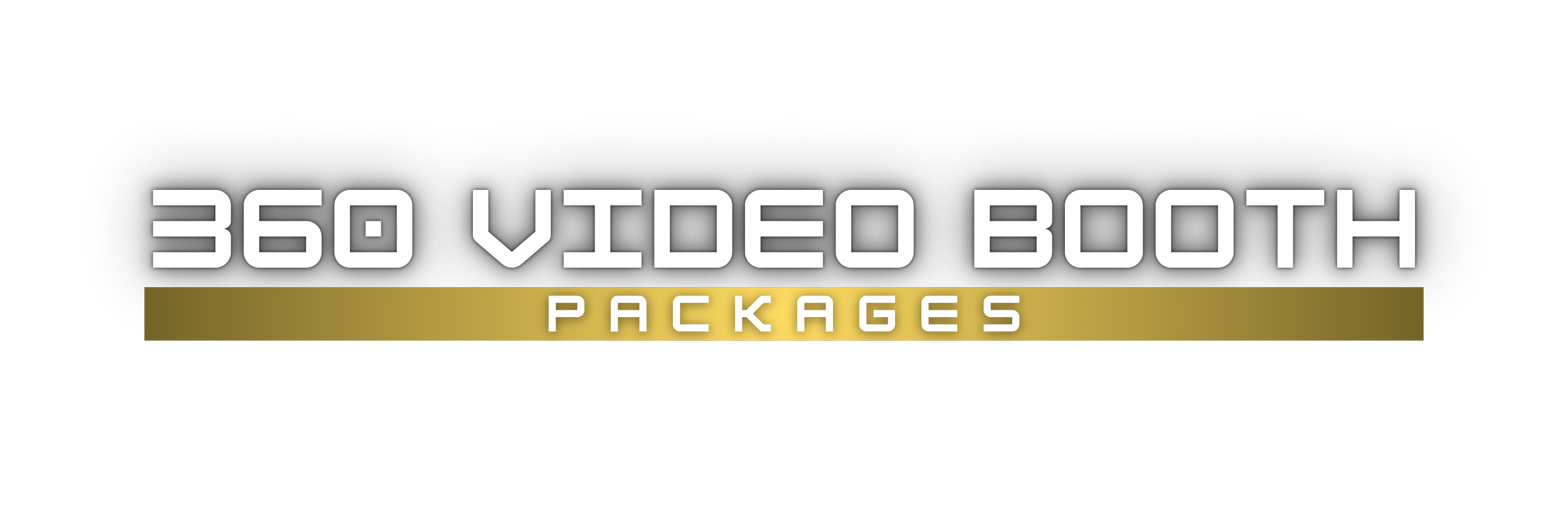 Logo for 360 Video Booth Packages featuring black background with white and gold text