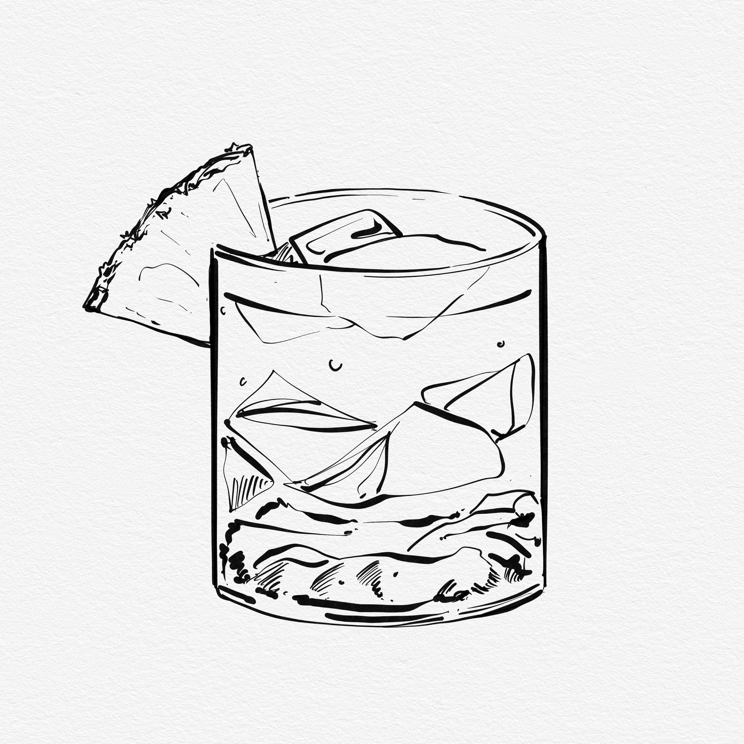Vodka soda with Pineapple Wedge