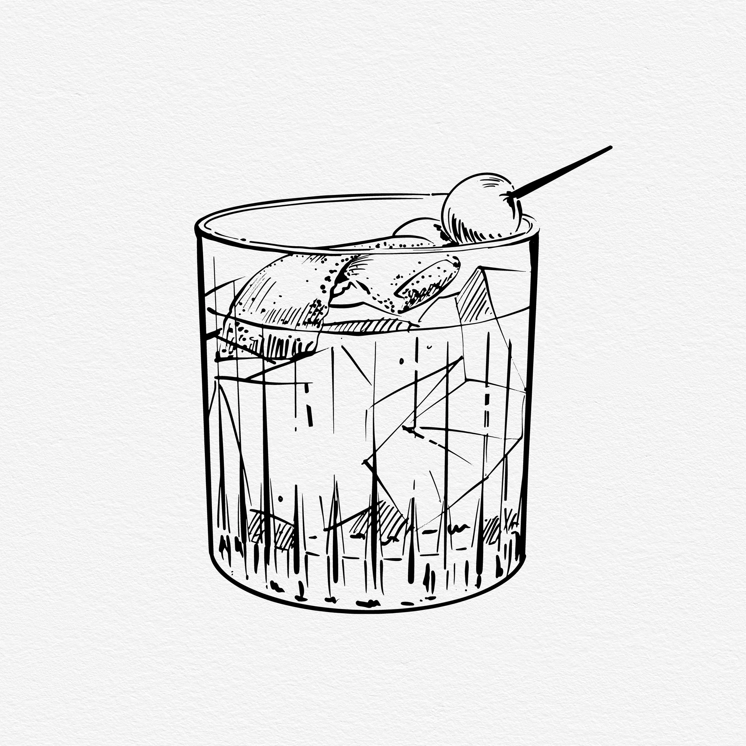 Old Fashion with Orange Twist & Cherry
