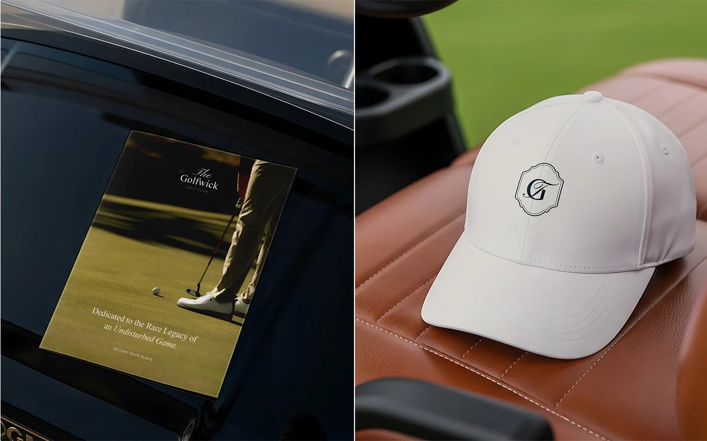 Environmental branding and signage design for a luxury golf club commercial interior project demonstrating cohesive brand experience across touchpoints