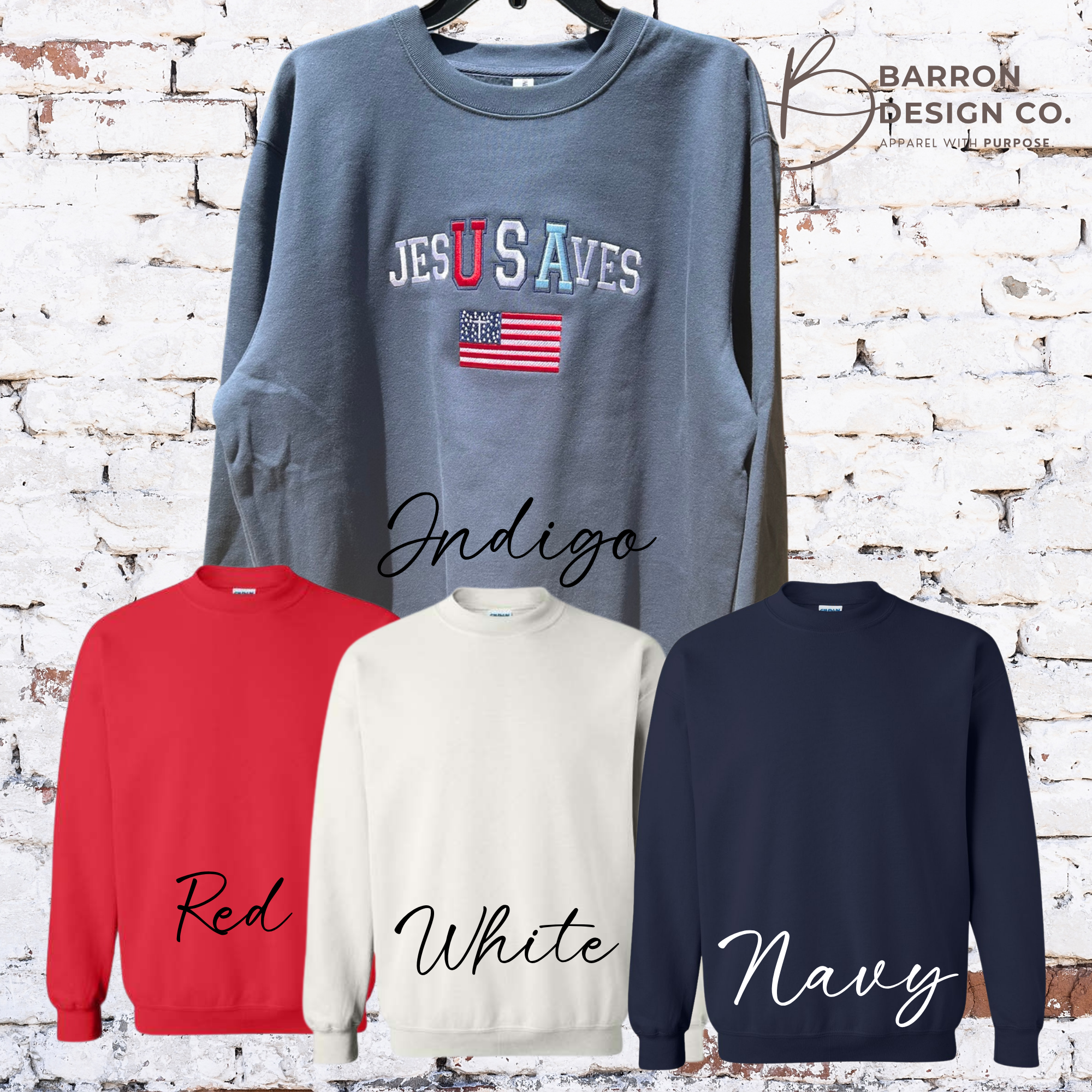 JesUSAves Embroidered Crewneck
