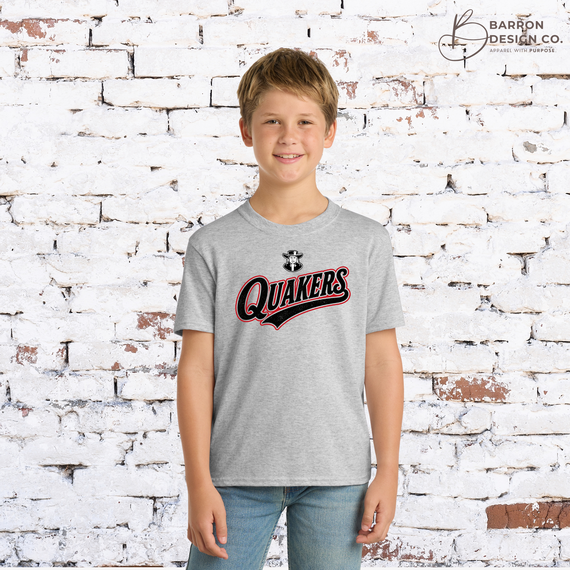 Quakers Youth Retro Athletic Tee