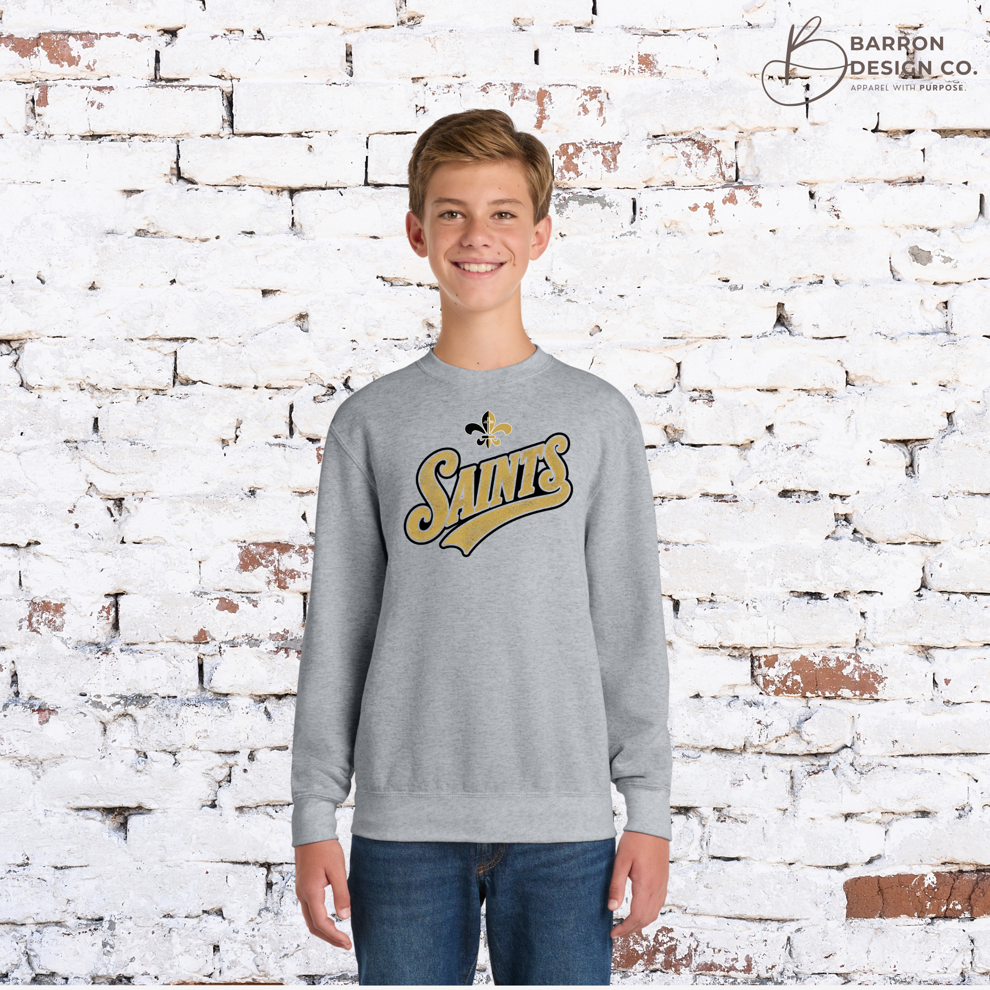 Saints Youth Retro Athletic Sweatshirts