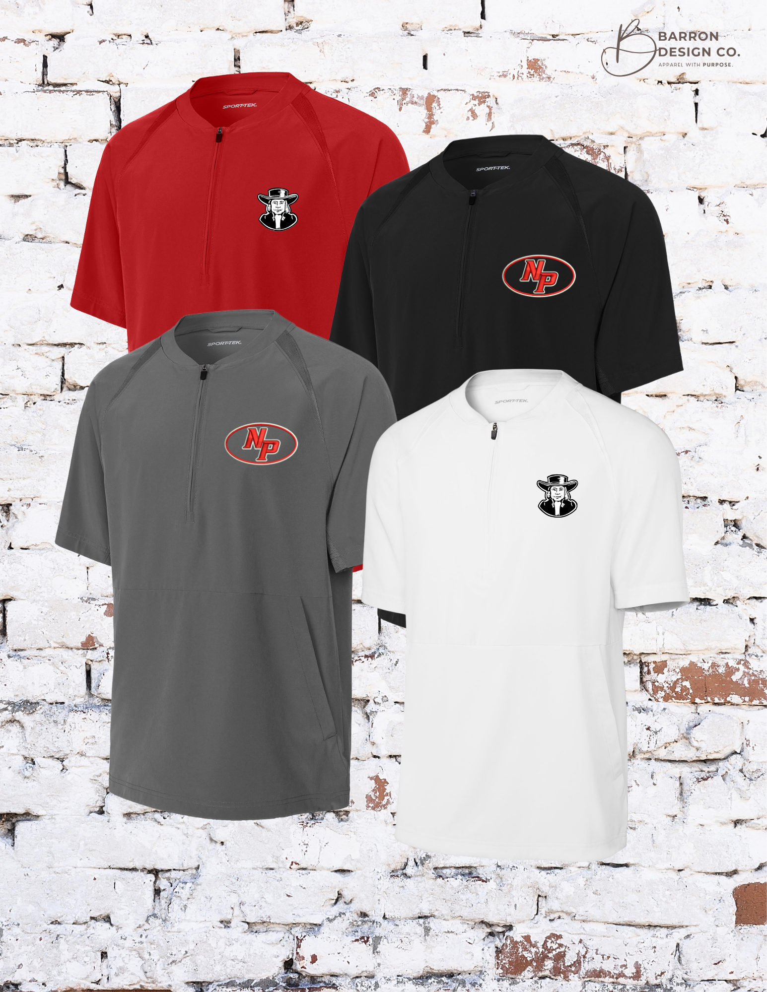 Quakers Short Sleeve 1/2 Zip Sport Wick Pullover
