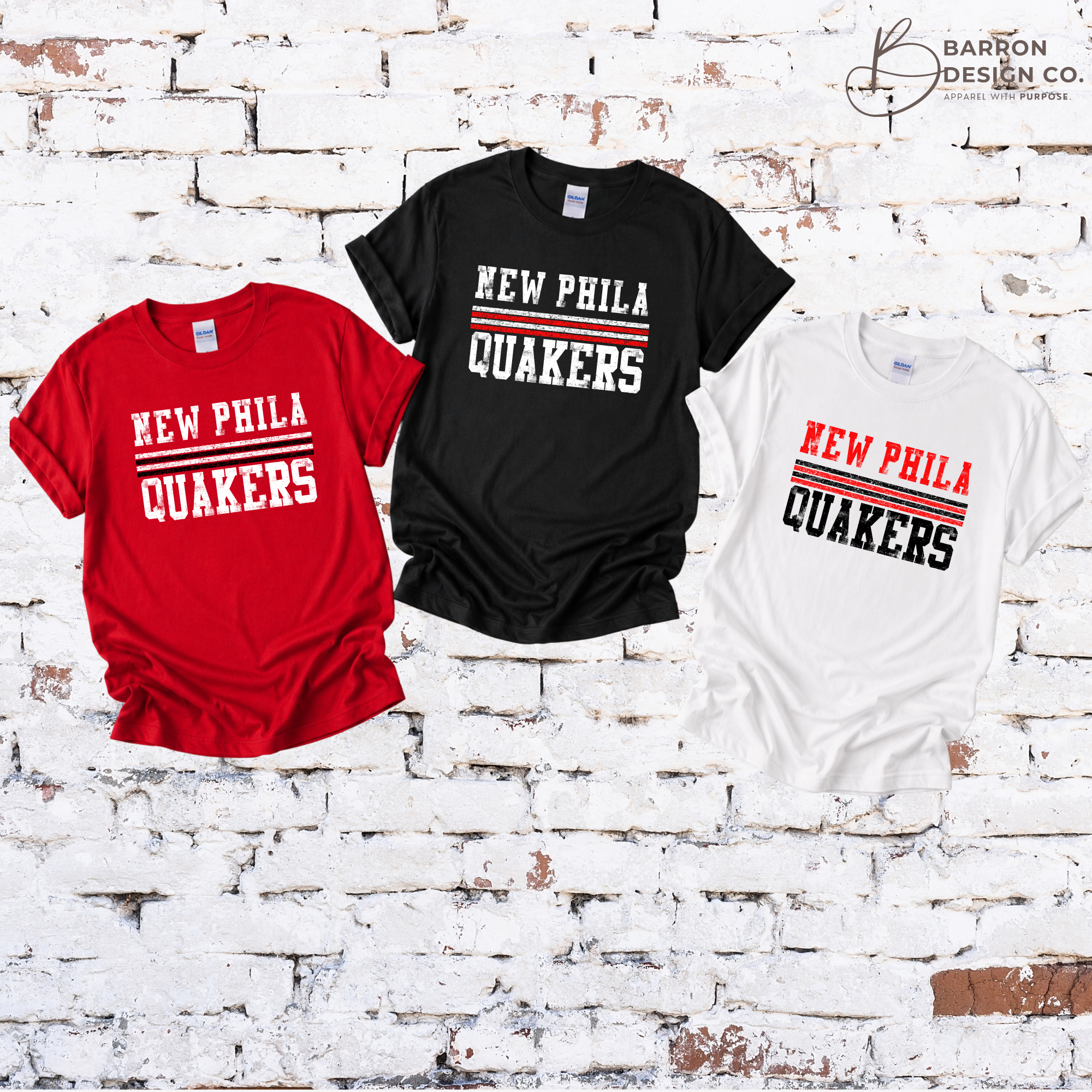 Quakers Distressed Stripe Tee