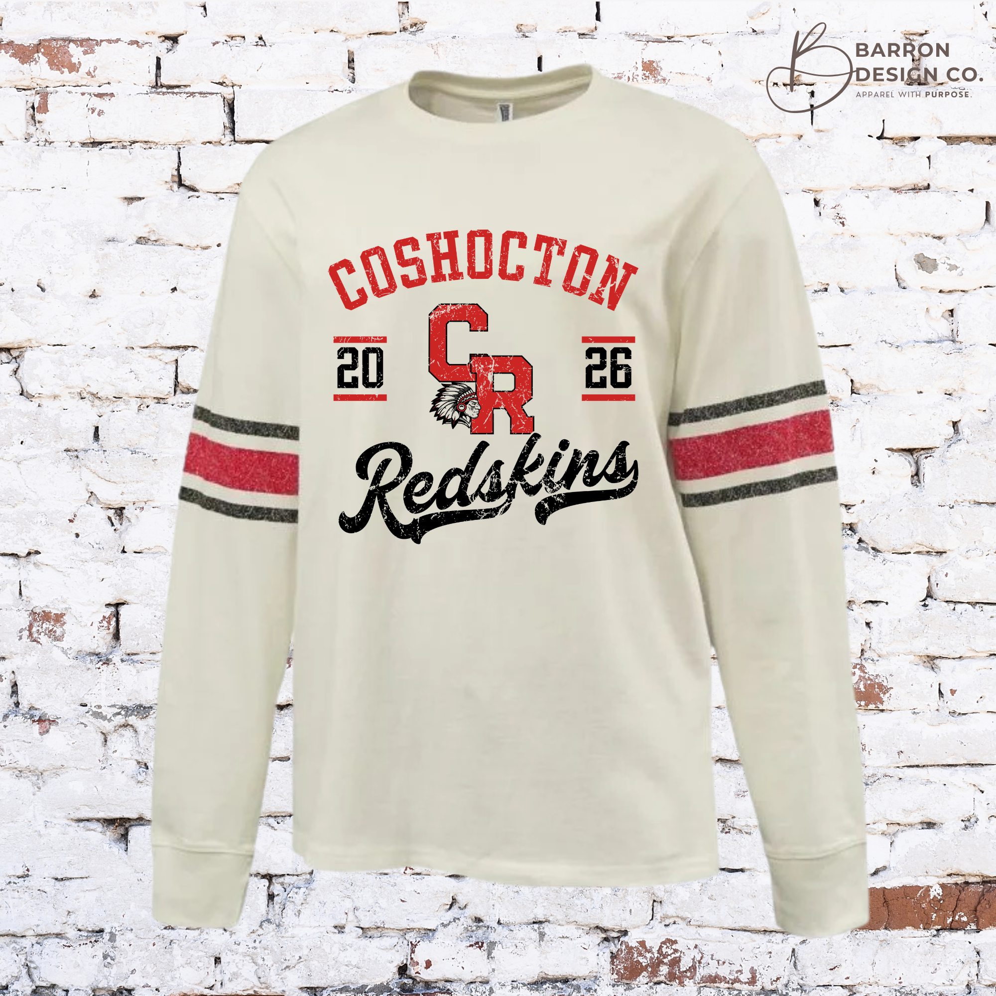 Coshocton Redskins Vintage Ringer Crew