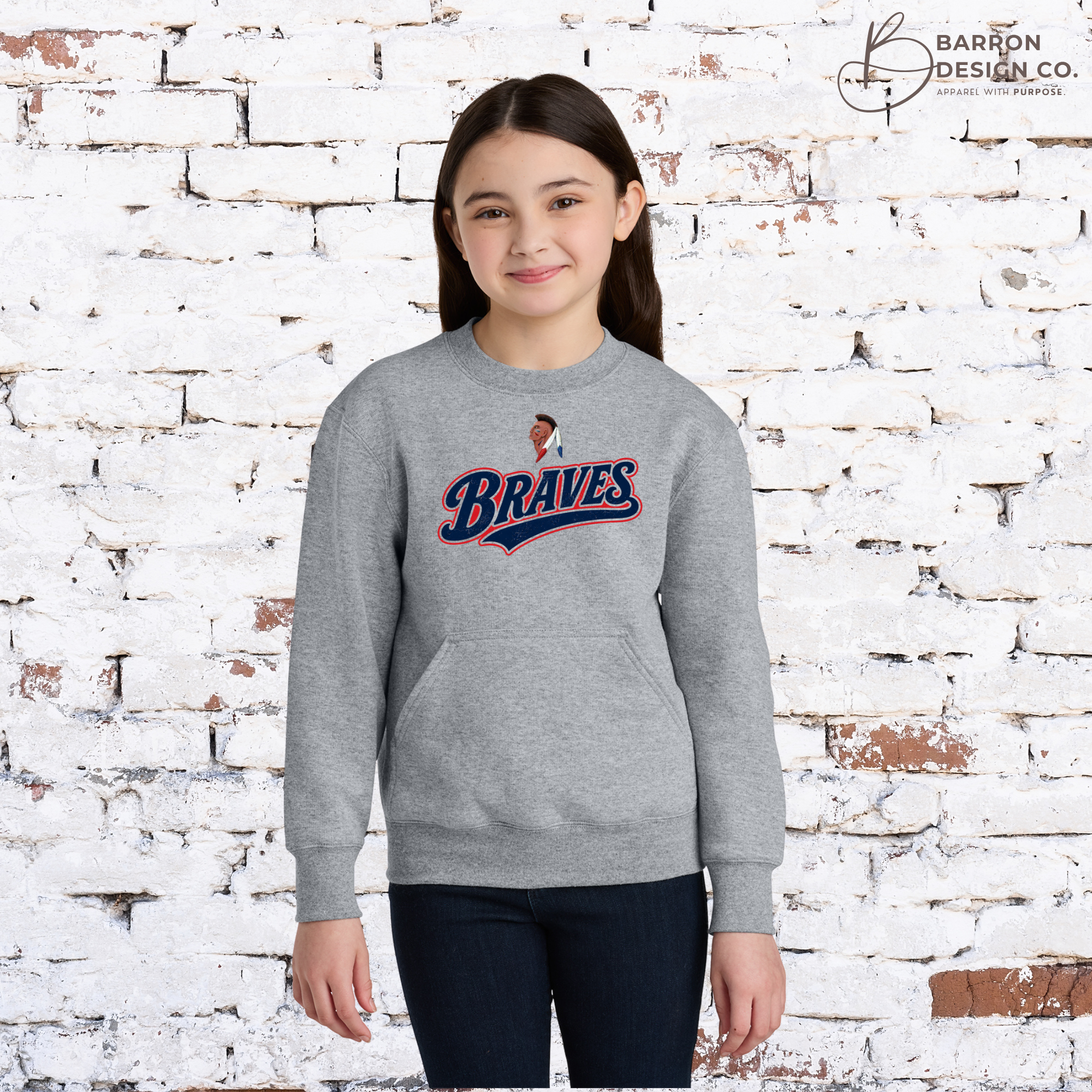 Braves Youth Retro Athletic Sweatshirts