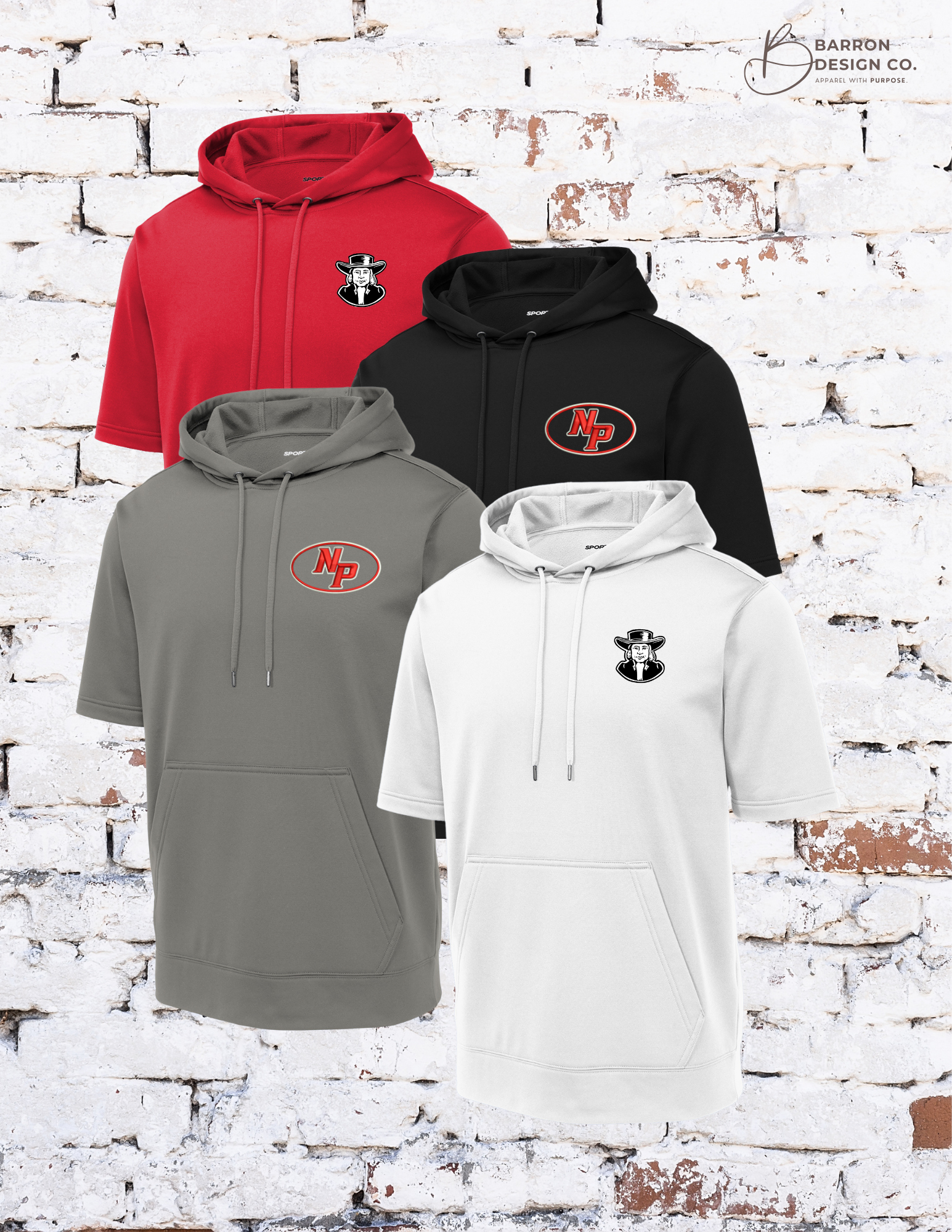 Quakers Sport-Wick® Fleece Short Sleeve Hooded Pullover