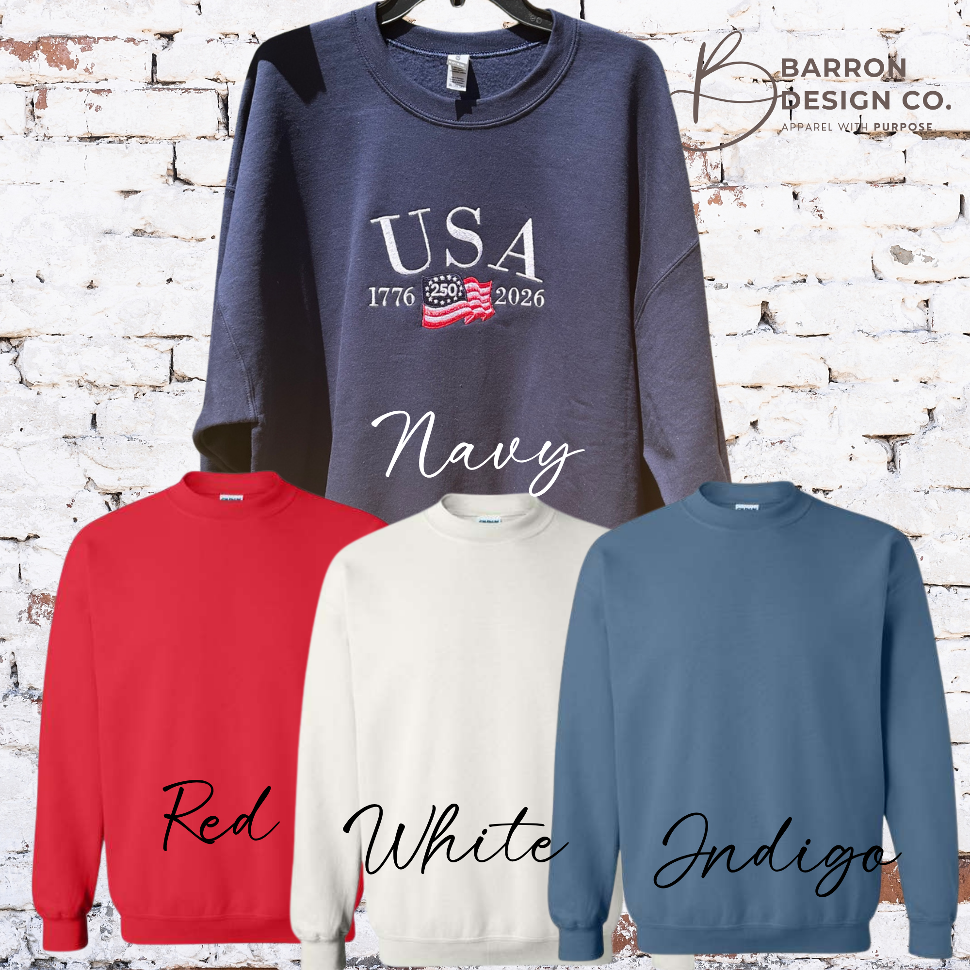 USA 1776-2026 Flag Crewneck Sweatshirt