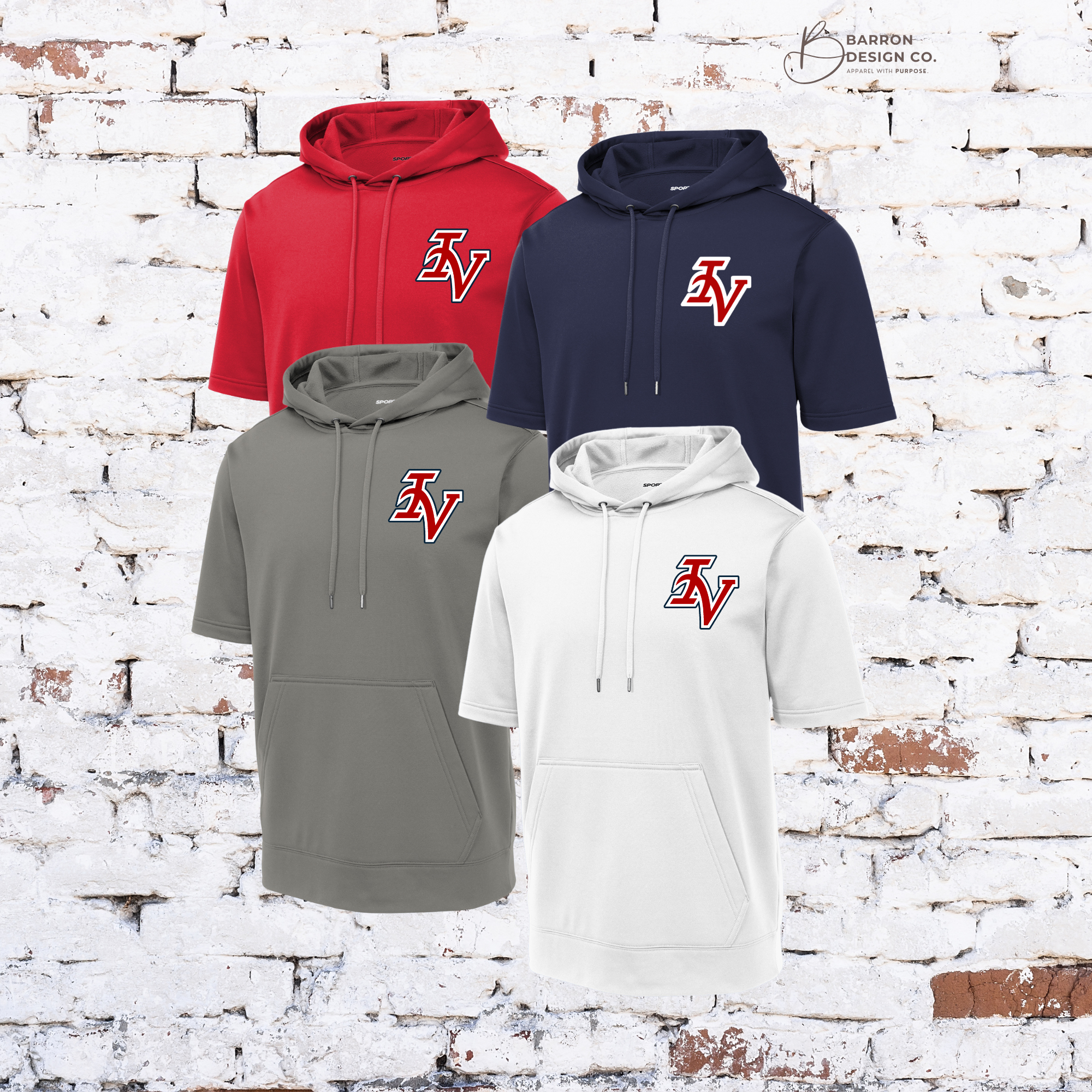 Braves Sport-Wick® Fleece Short Sleeve Hooded Pullover