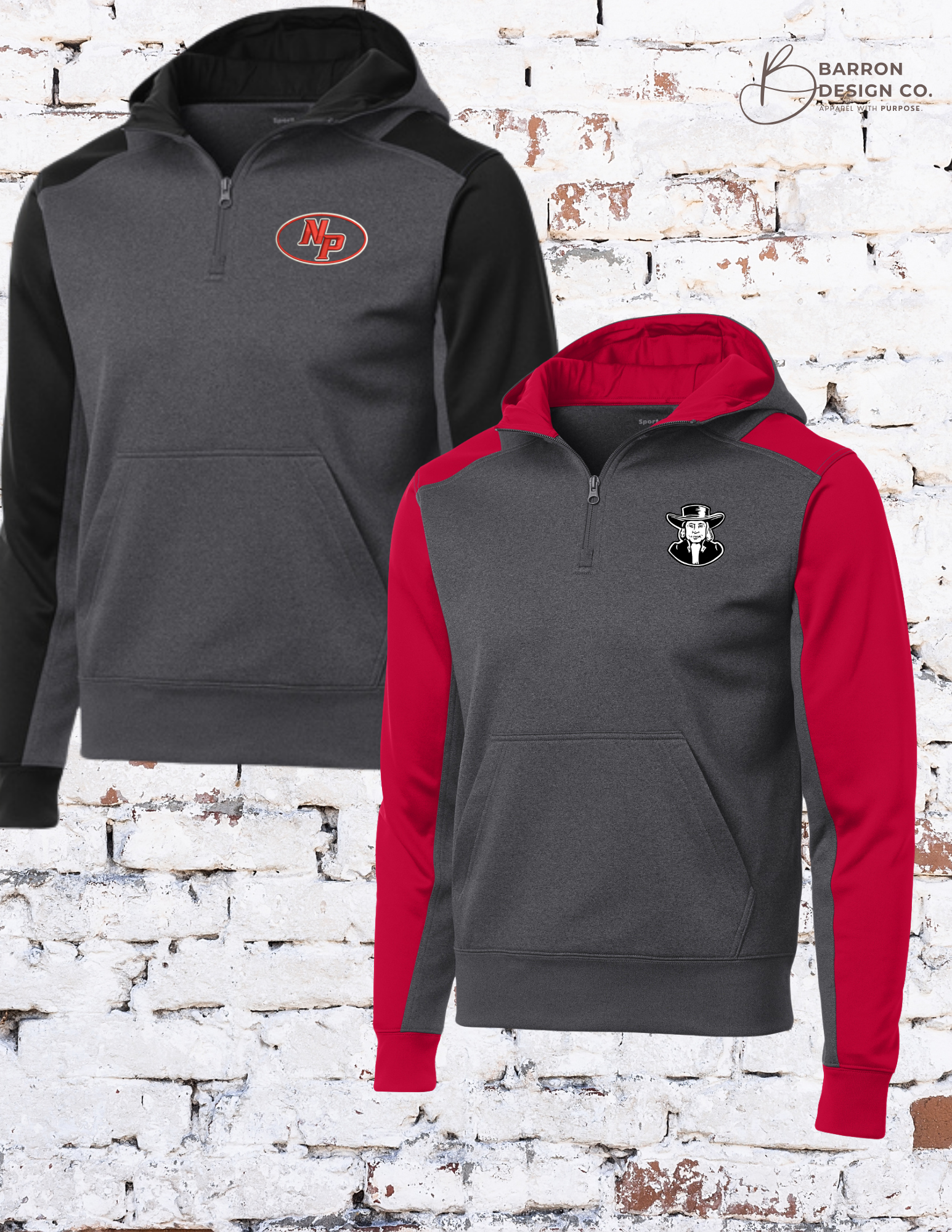 Quakers Colorblock 1/4 Zip Hooded Sweatshirt