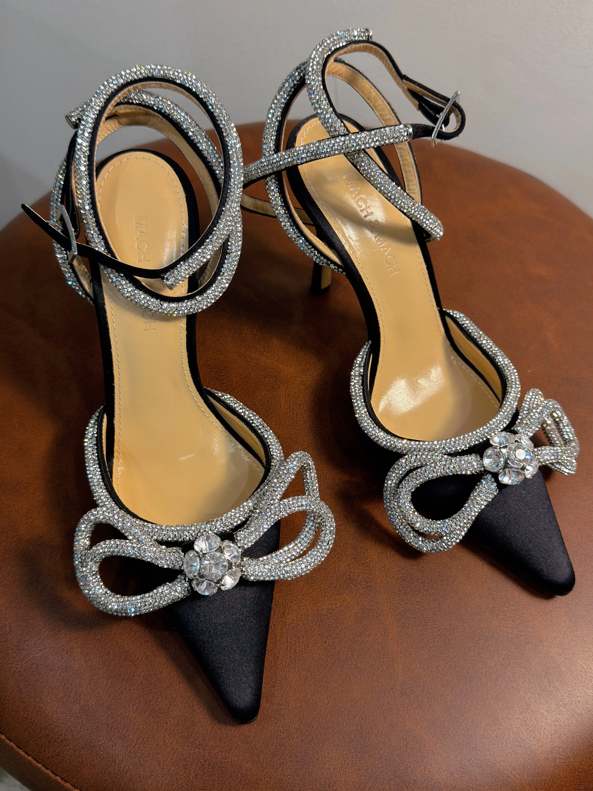 MACH & MACH - Satin Crystal Pumps, Black Size 35