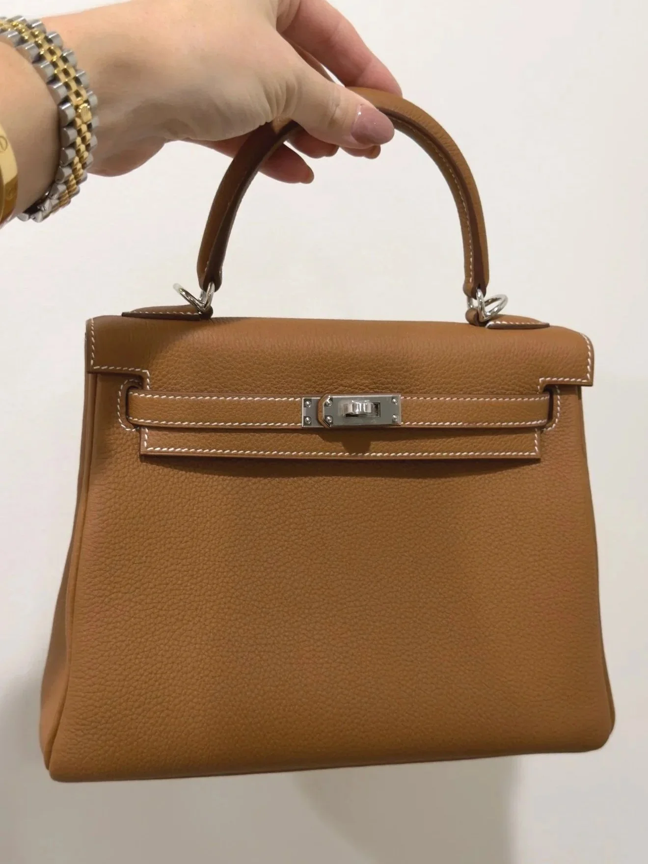 HERMÈS - Kelly 25 Togo, Gold/Palladium