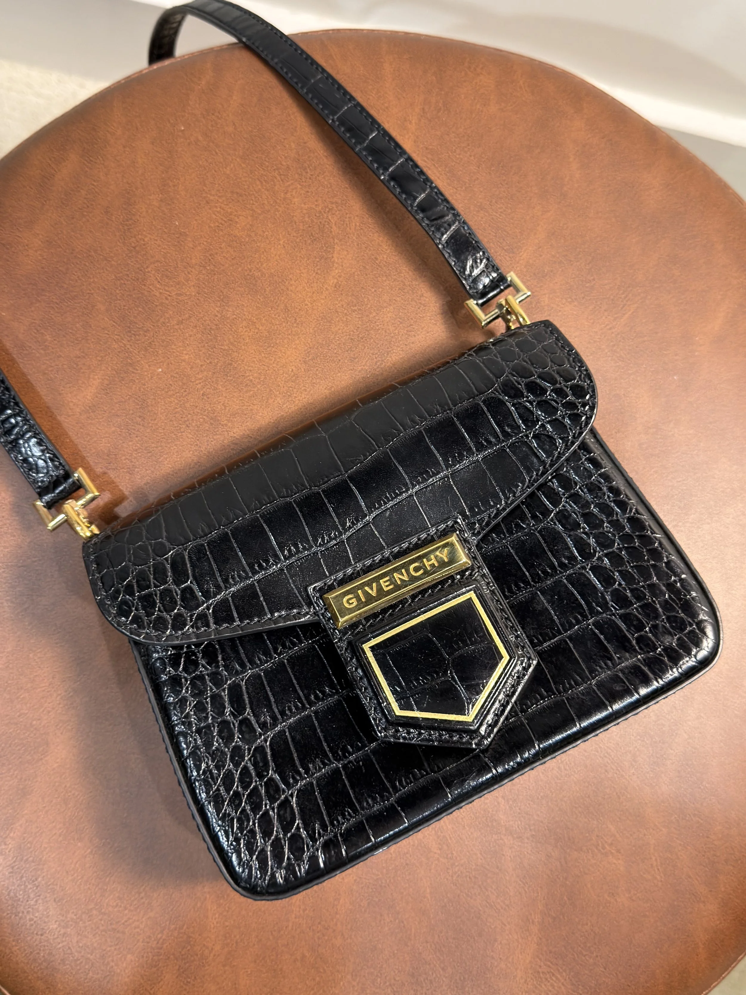 GIVENCHY - Nobile Croc Embossed Crossbody, Black