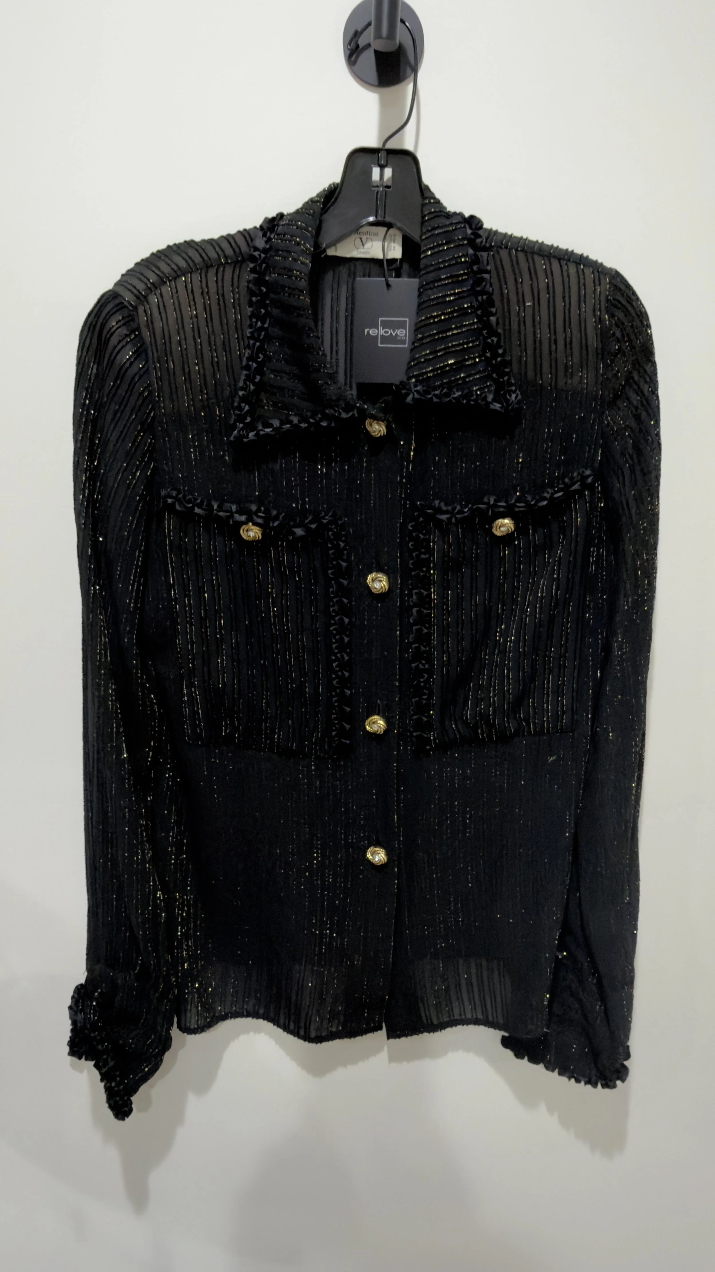 VALENTINO - Silk Beaded Top, Black Size 38 (4)