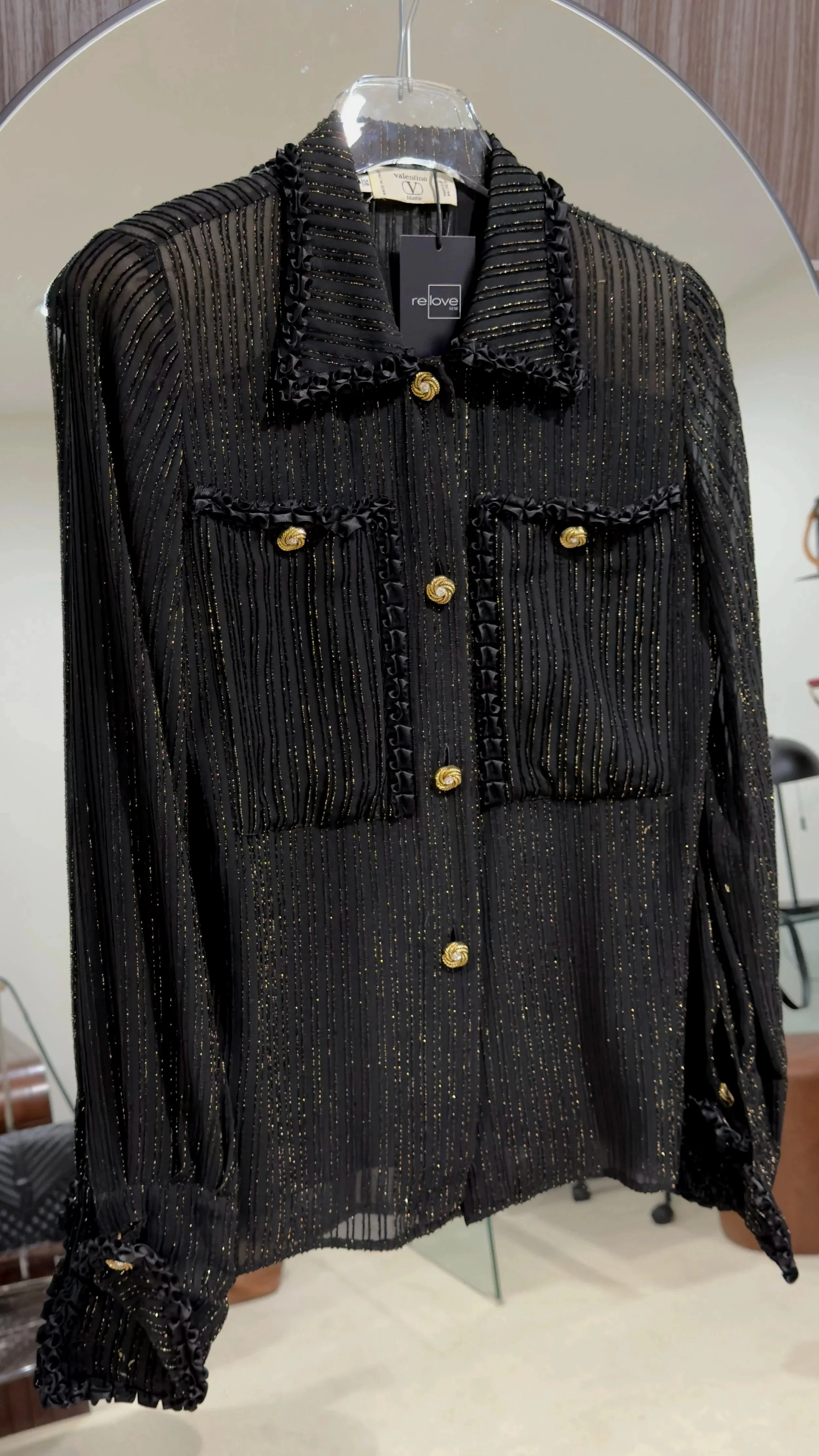 VALENTINO - Silk Beaded Top, Black Size 38 (4)