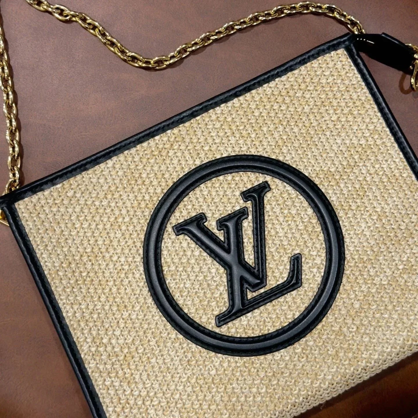 LOUIS VUITTON - Raffia Logo Shoulder Bag, Raffia/Black