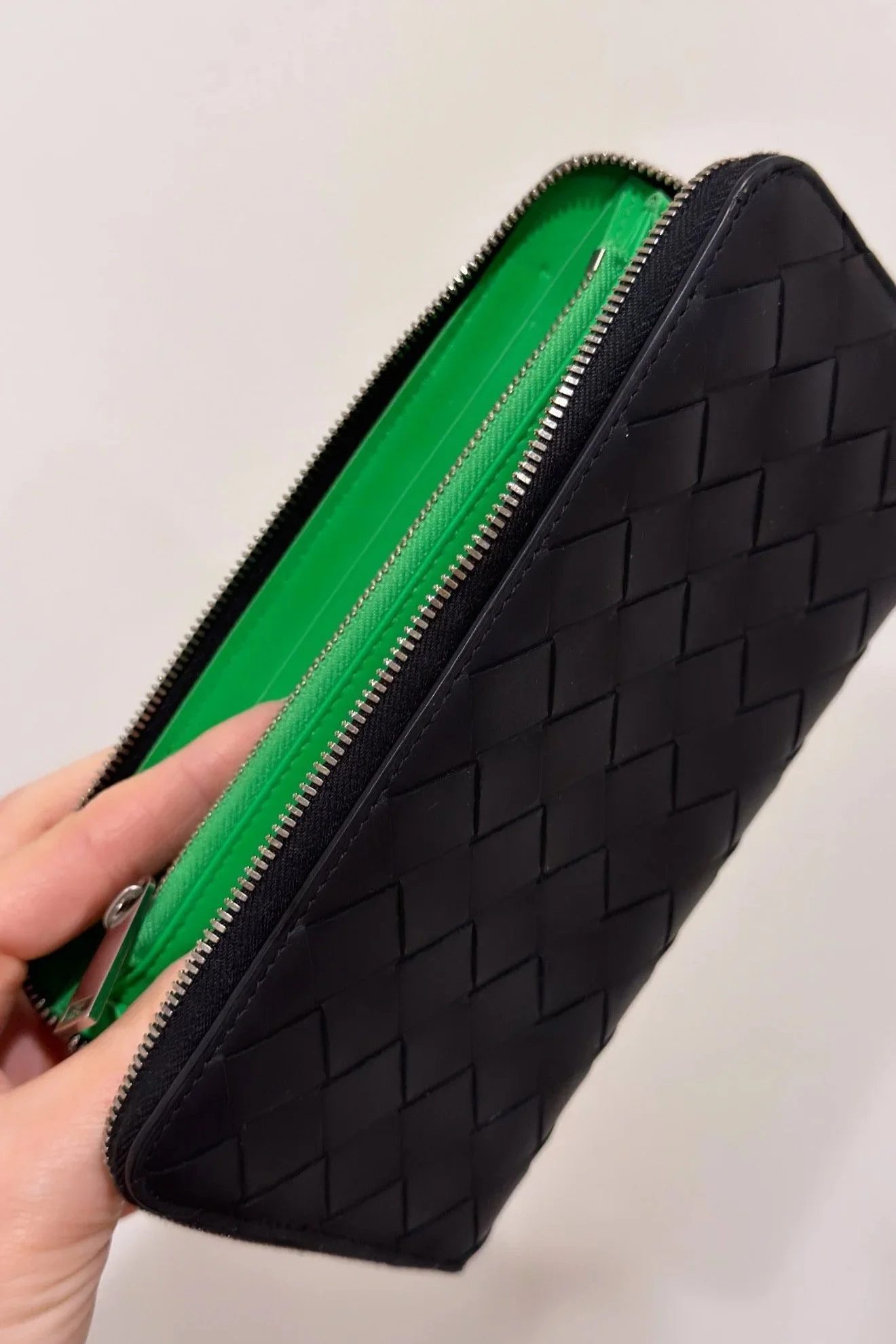 BOTTEGA VENETA - Classic Zip Wallet, Black/Green