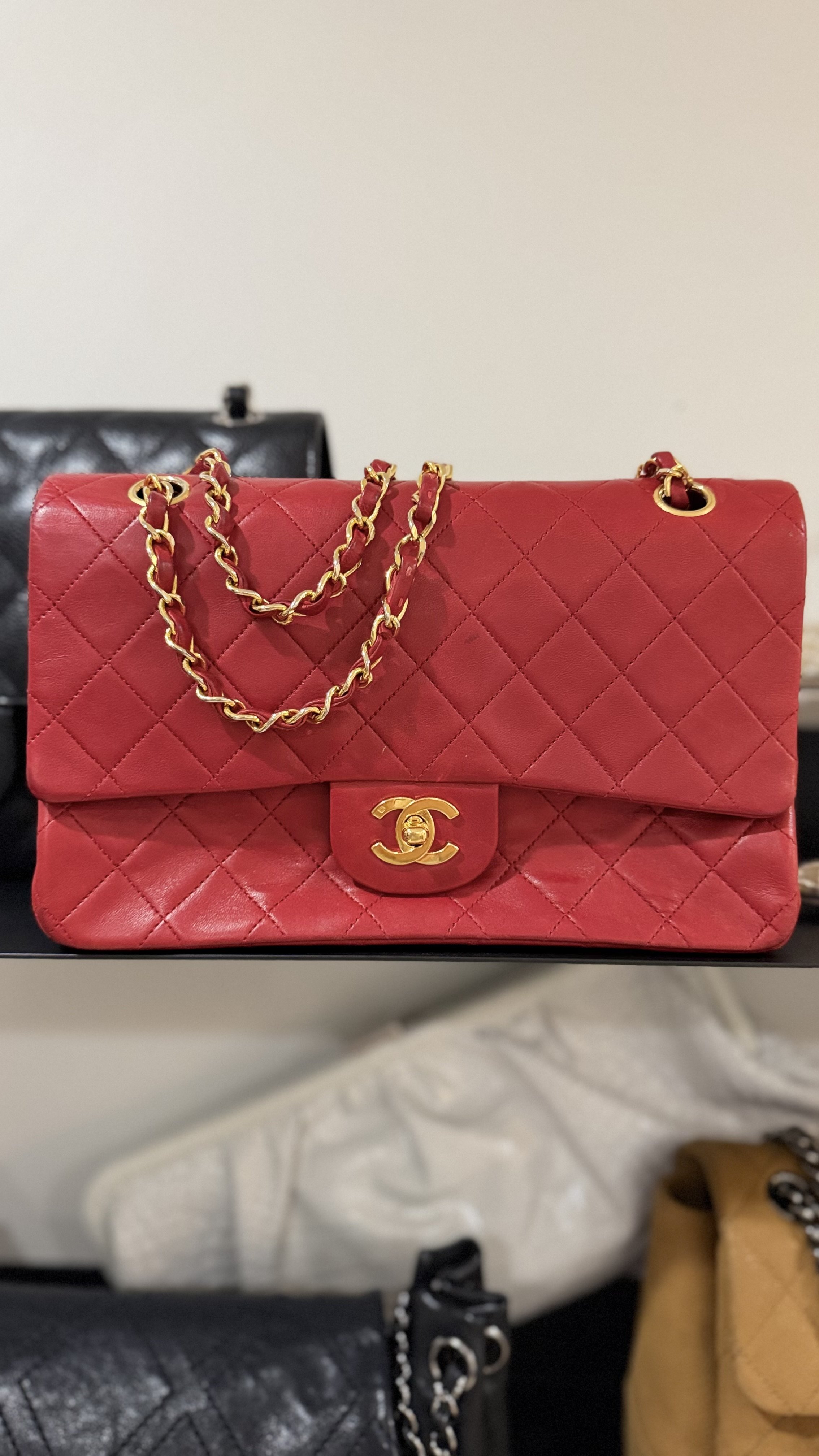 CHANEL - Vintage Circa 1989-1991 Classic Flap Handbag, Red