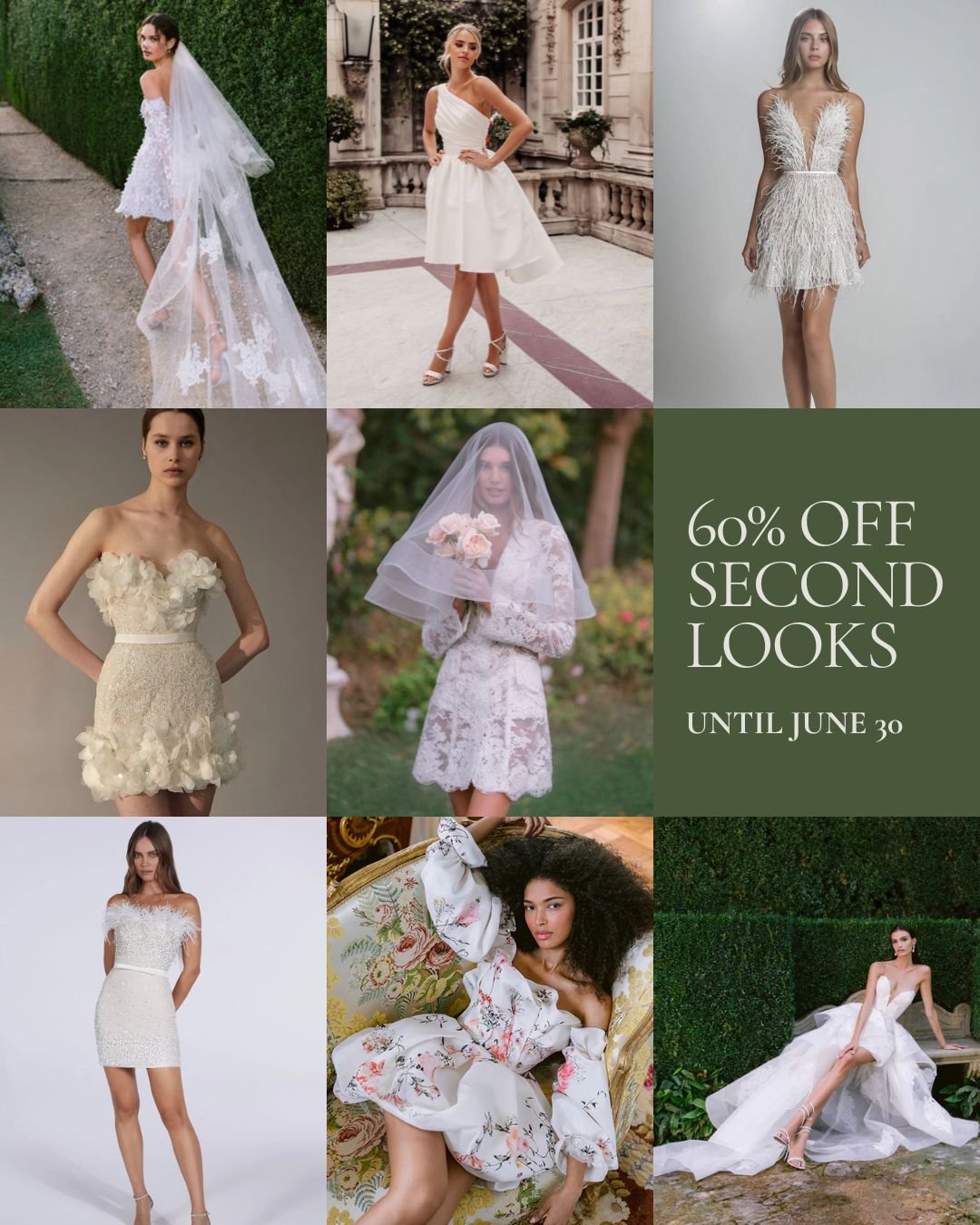 Find your perfect sample mini dress for a second look, bridal shower, hens, or the night before your wedding, with a selection of mini gowns up to 60% off this June at Helen Rodrigues. 

Limited styles, limited time.

Book your private 60 minute appo