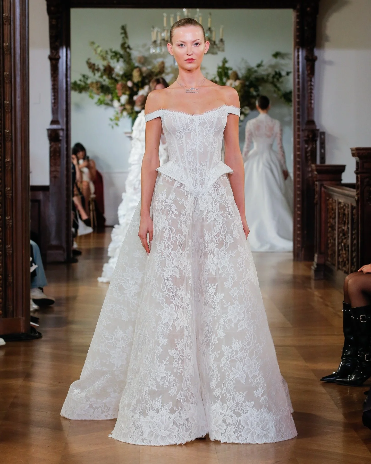 Chantilly lace, off-the-shoulder with a basque waist, the gorgeous Nottingham gown is coming to HRB for a limited time only. 

Discover Monique Lhuillier&rsquo;s Fall 2026 collection, at our Bridal Trunk Show, May 22nd &amp; 23rd.

Book your private 