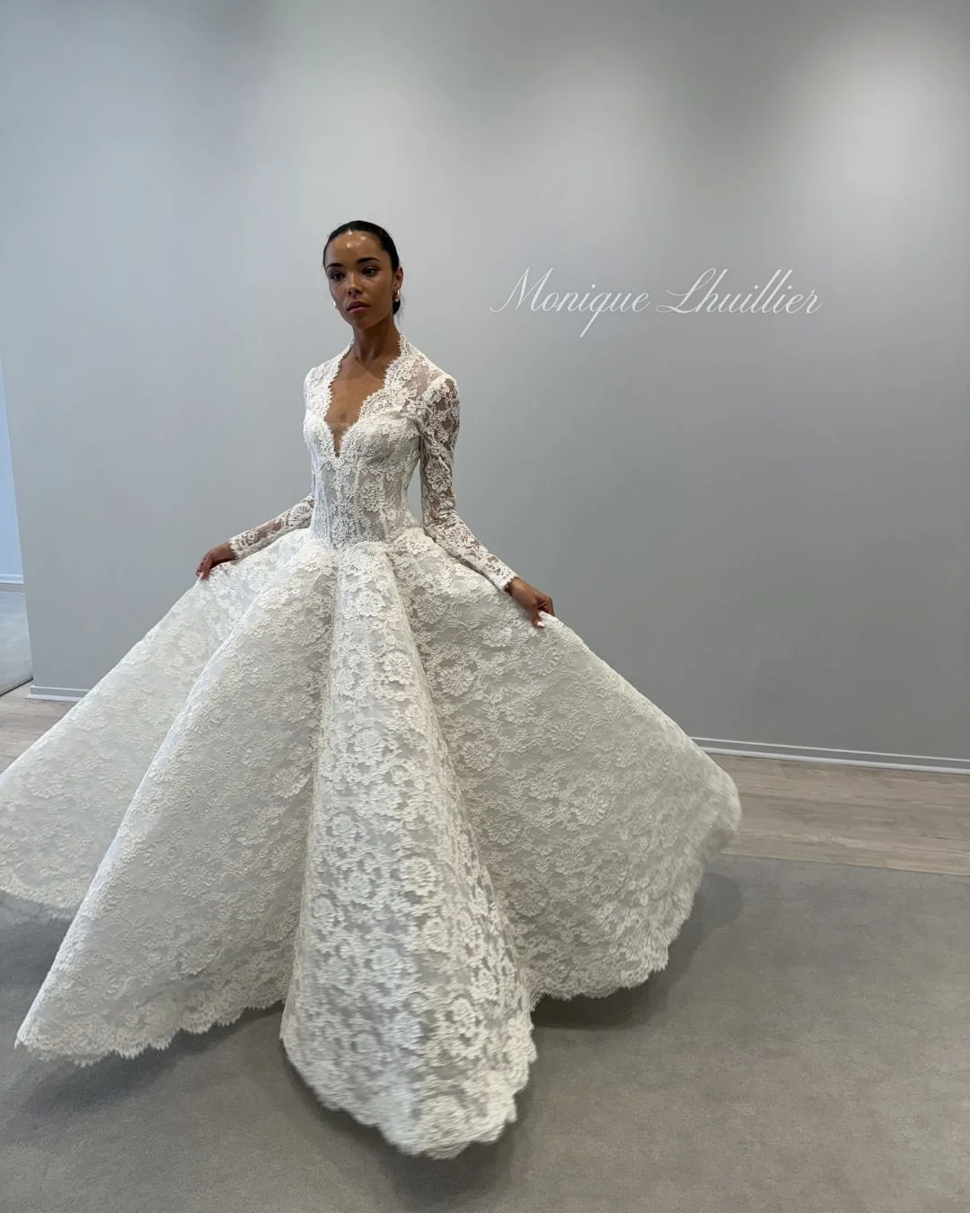 Graceful allure embodied in Divinity, the breathtaking lace ballgown by @moniquelhuillierbride . Be among the first to preview this exquisite design at our Fall 2026 Trunk Show, only at Helen Rodrigues Bridal, the Australian home of Monique Lhuillier