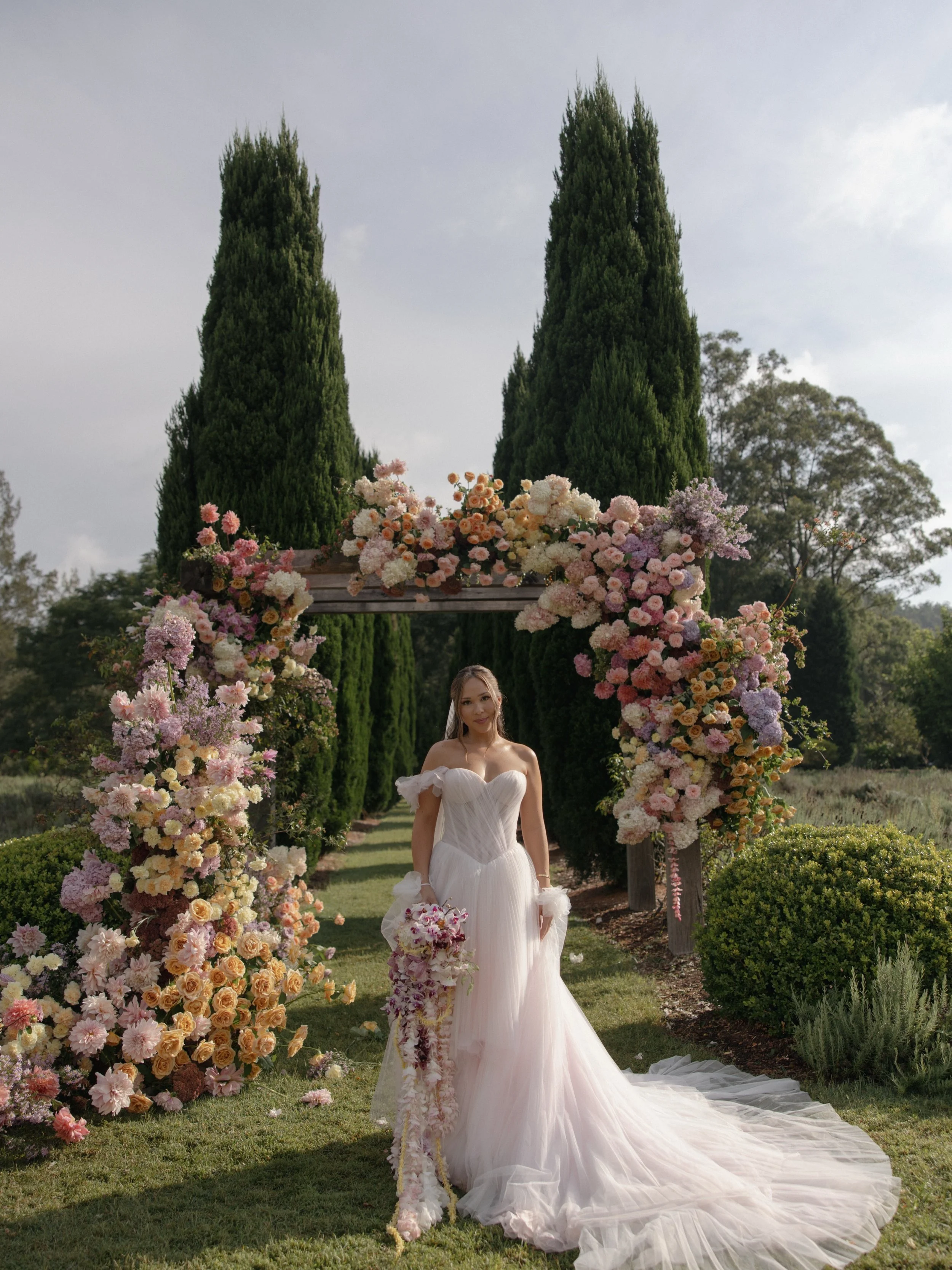 Real Bride Selina looked radiant in a bespoke @galialahav gown &amp; veil, complemented by a @jenniferbehr bow. 

Discover Galia Lahav&rsquo;s Spring 27 Collection at our Trunk Show from August 20-29, a rare opportunity to find your one of a kind Gal