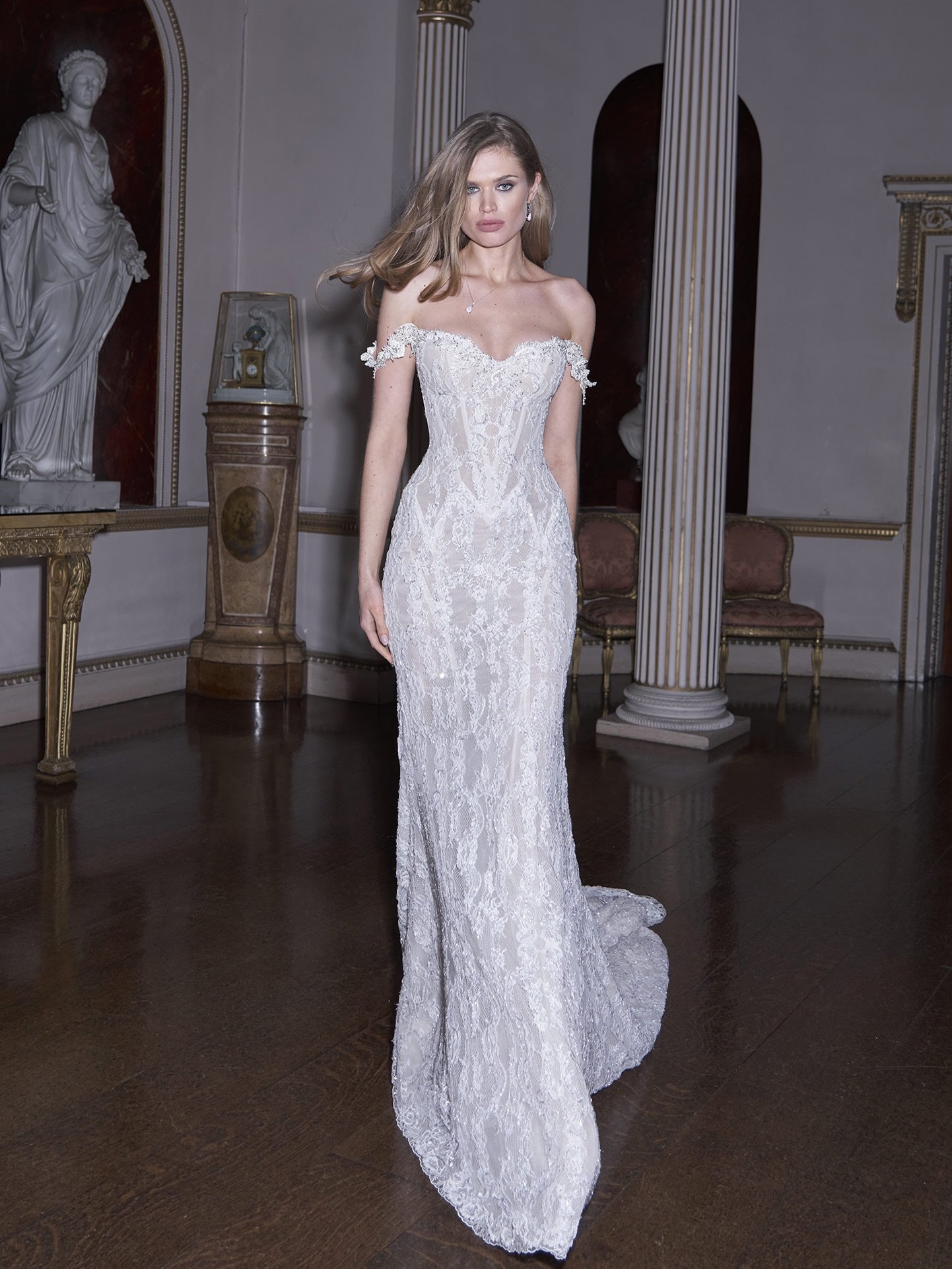 Meet Fenty, a mesmerising celebration of the feminine form, with geometric beaded lace pattern and delicate off-the-shoulder straps.

Available at our @galialahav Spring 27 Trunk Show from August 20-29.