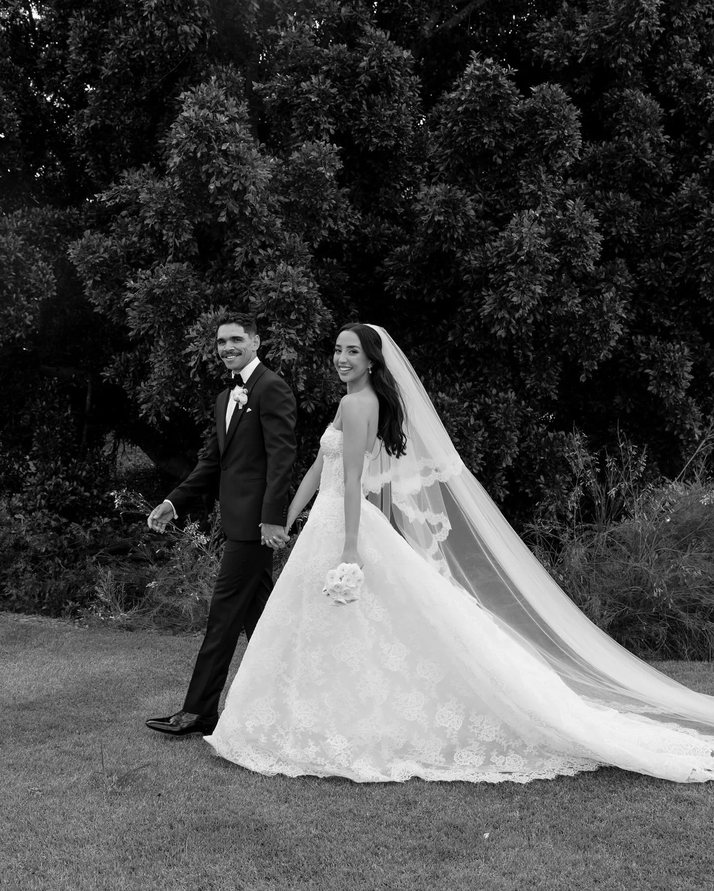 One of the most iconic @moniquelhuillierbride gowns as seen on HR Real Bride Caitlin. Discover Monique Lhuillier &amp; her exquisite craftsmanship exclusively in Australia at Helen Rodrigues Bridal.