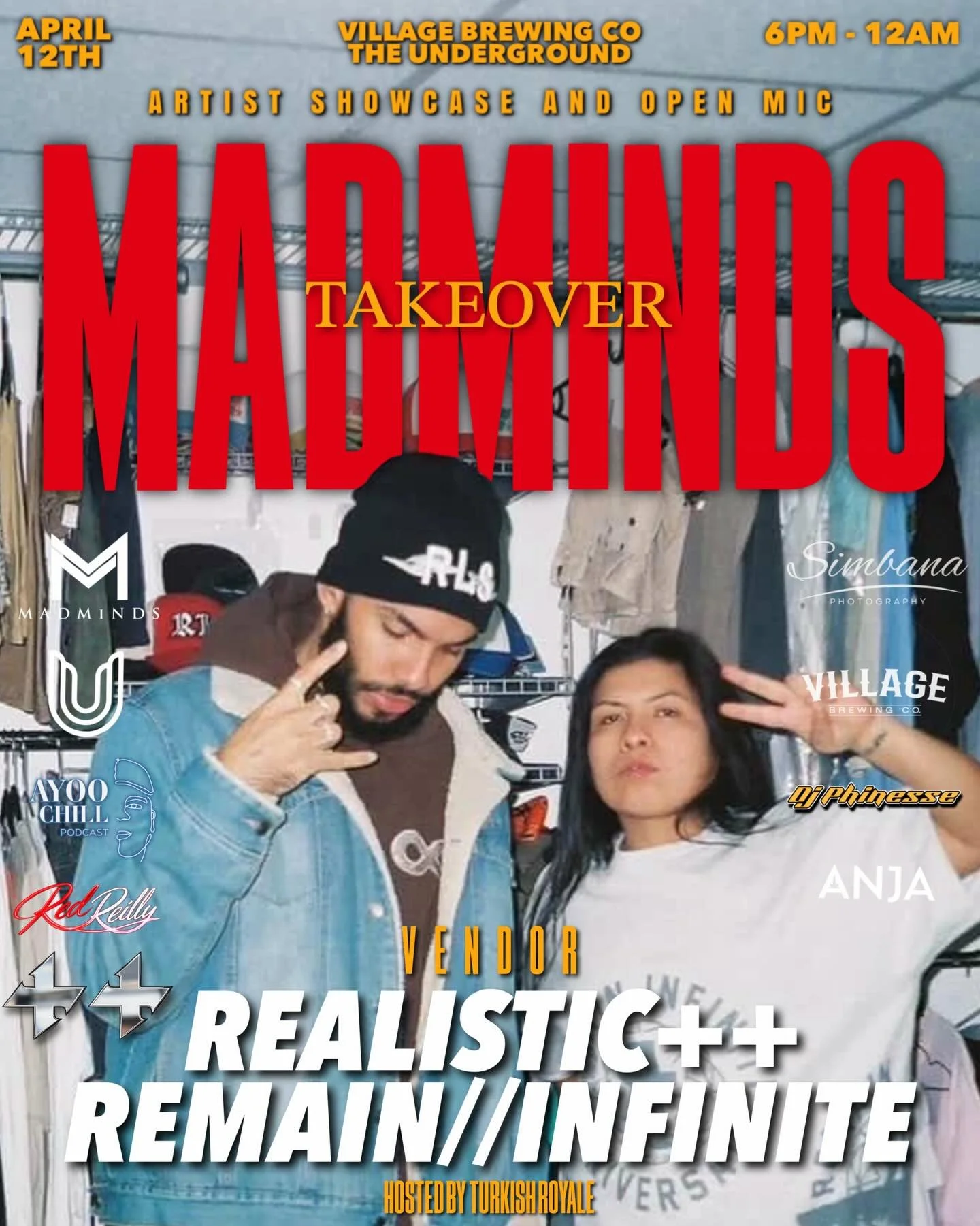 MEET OUR VENDORS FOR THIS SUNDAY🛍️ 😮&zwj;💨MADMINDSTAKEOVER APRIL 12TH 〽️〽️

WE ARE LIVE AT @undergroundvbc ✨
WHO SHOULD HIT THE STAGE ⁉️🎵 

WE WILL HAVE PERFORMANCES BY SOME OF THE DOPEST ARTISTS IN THE GAME RIGHT NOW 🔊🔥

&bull;LIVE PODCAST BY 