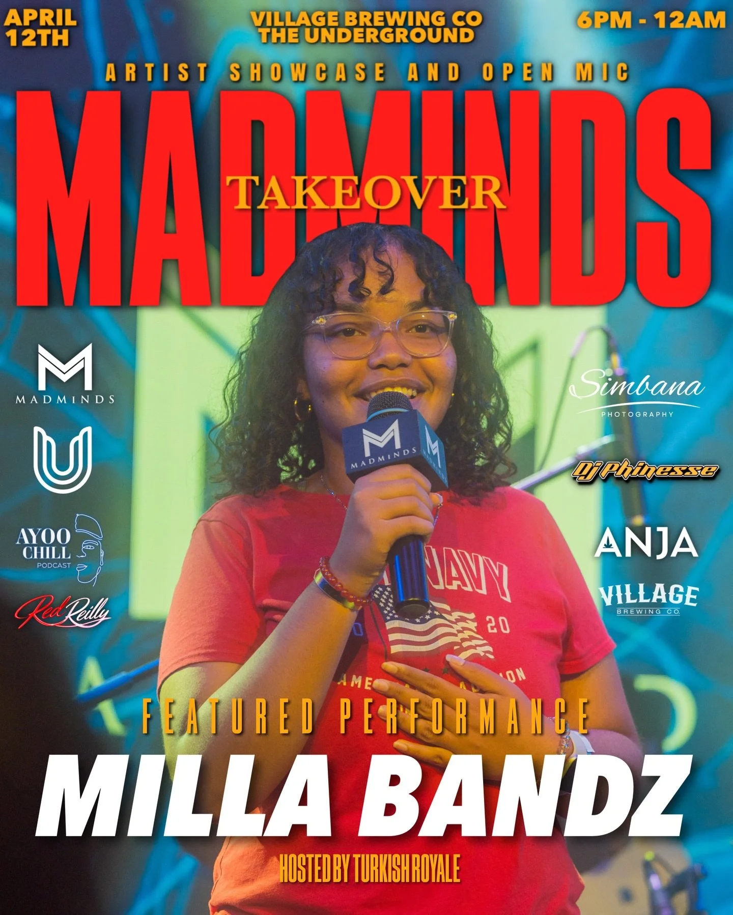 MEET OUR FEATURED ARTIST @cam_eelz LIVE AT THE NEXT MADMINDS TAKEOVER 〽️🔥Sunday, April 12th | The Underground, Somerville NJ @undergroundvbc 

&bull; OPEN MIC SEGMENT FIRST COME FIRST SERVE ‼️
&bull;FULL BAR AND KITCHEN 🍔 🍻 
&bull; LIVE PODCAST BY