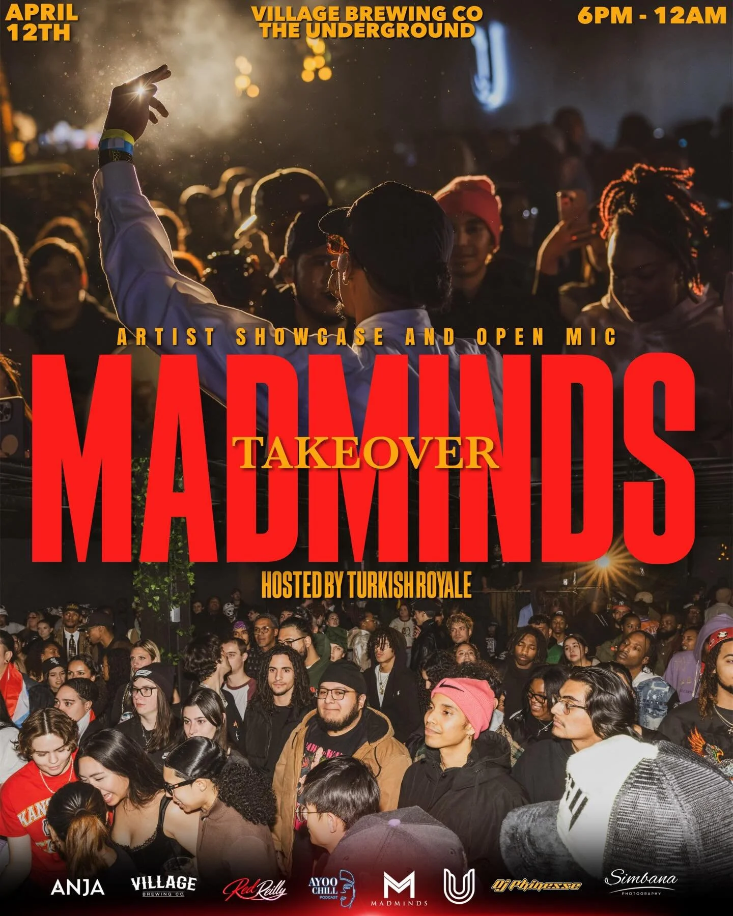 MADMINDSTAKEOVER APRIL 12TH 〽️🔥WE ARE LIVE AT @undergroundvbc IN CELEBRATION OF @redreillyofficial &amp; @yetwahs 🎂 🎉 

WHO SHOULD HIT THE STAGE ⁉️👀
WE WILL HAVE PERFORMANCES BY MANY AMAZING ARTISTS 🔊 LIVE PODCAST BY @ayoochillstudios 🎙️ 

FULL