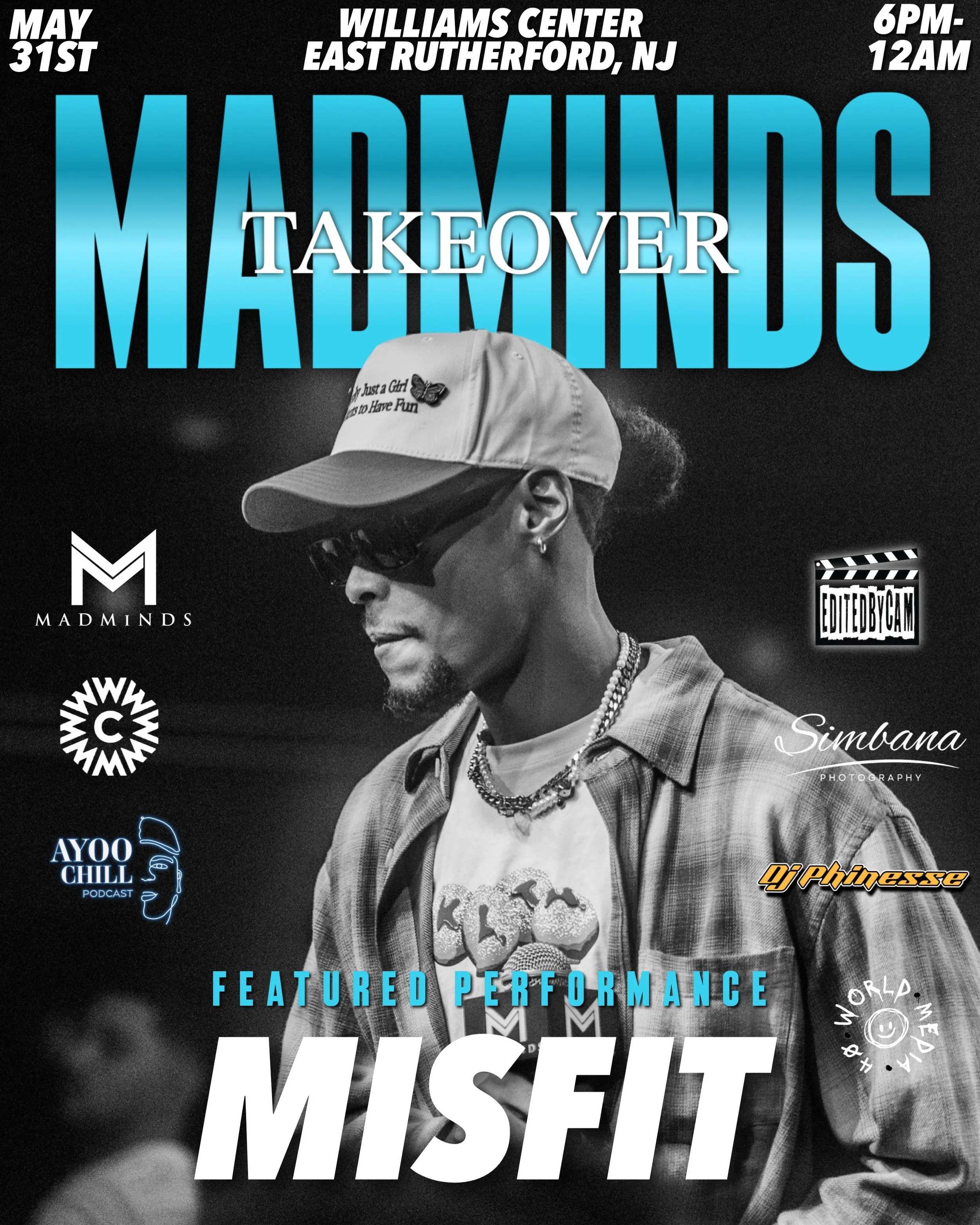 CALLMEMISFIT, the incredible hip hop lyricist and fan favorite, returns as a featured performer for the upcoming Madminds Takeover artist showcase and open mic May 31st at Williams Center in Rutherford New Jersey