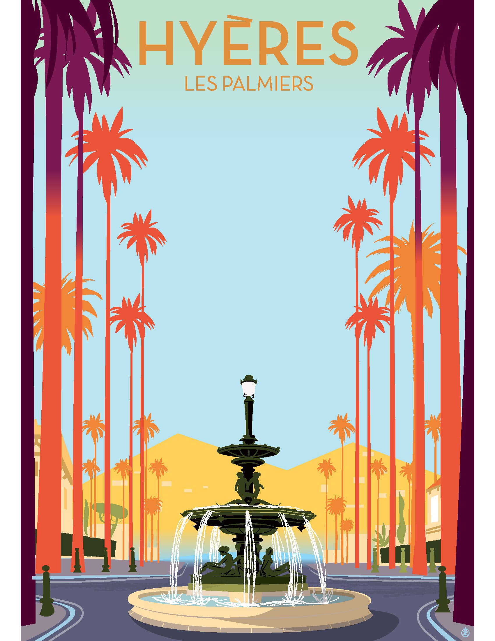 Palm Trees and Fountain