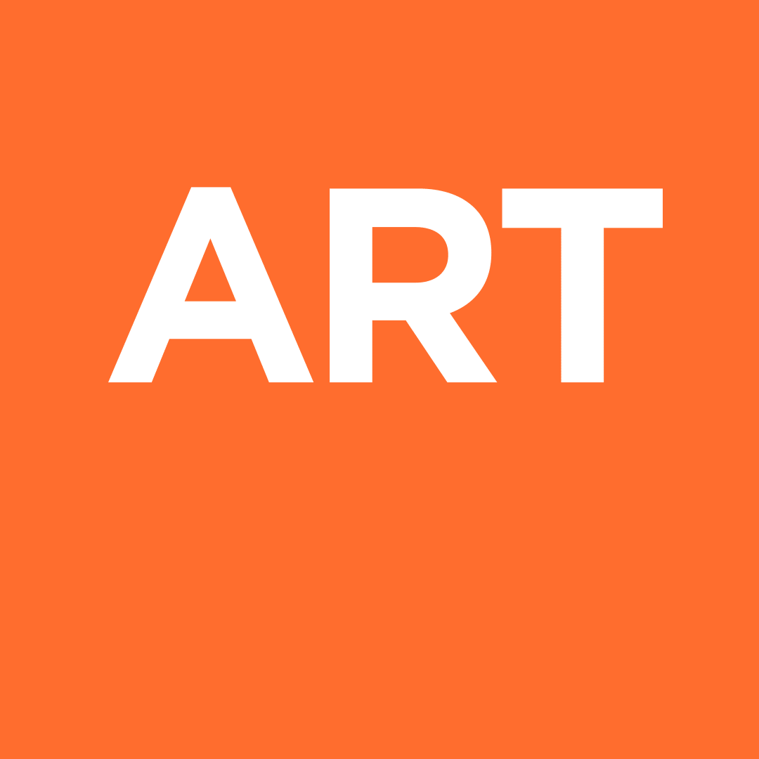 Orange background with the word 'ART' in large white letters.
