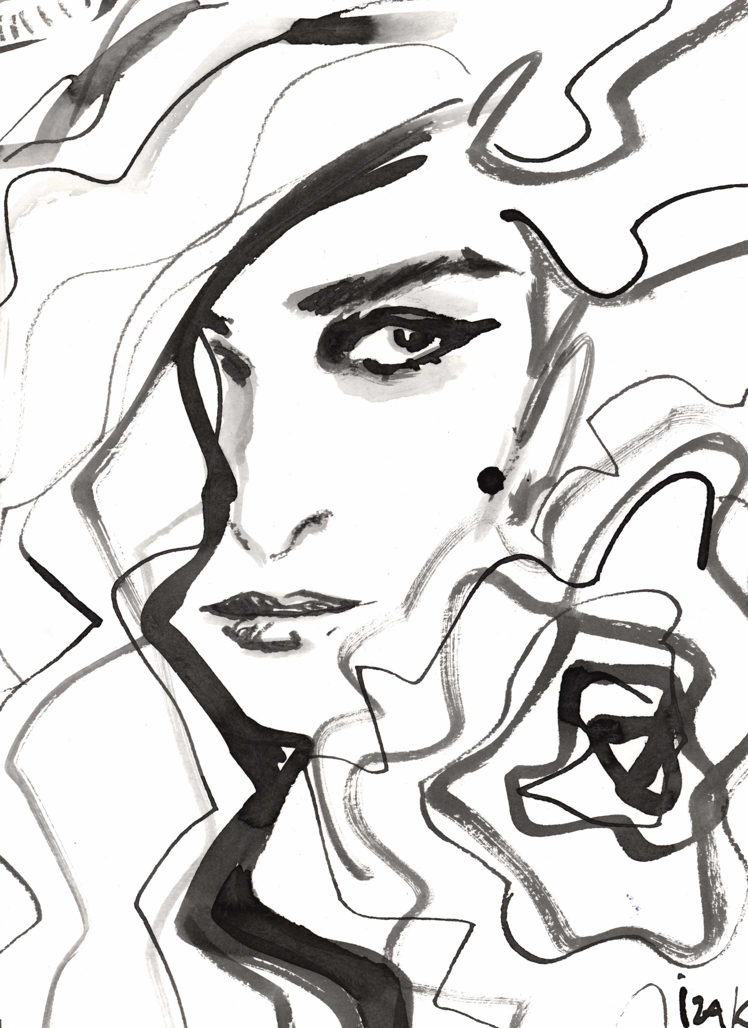 Izak_Zenou_Black_And_White_Fashion_Portrait_Line_Art.png