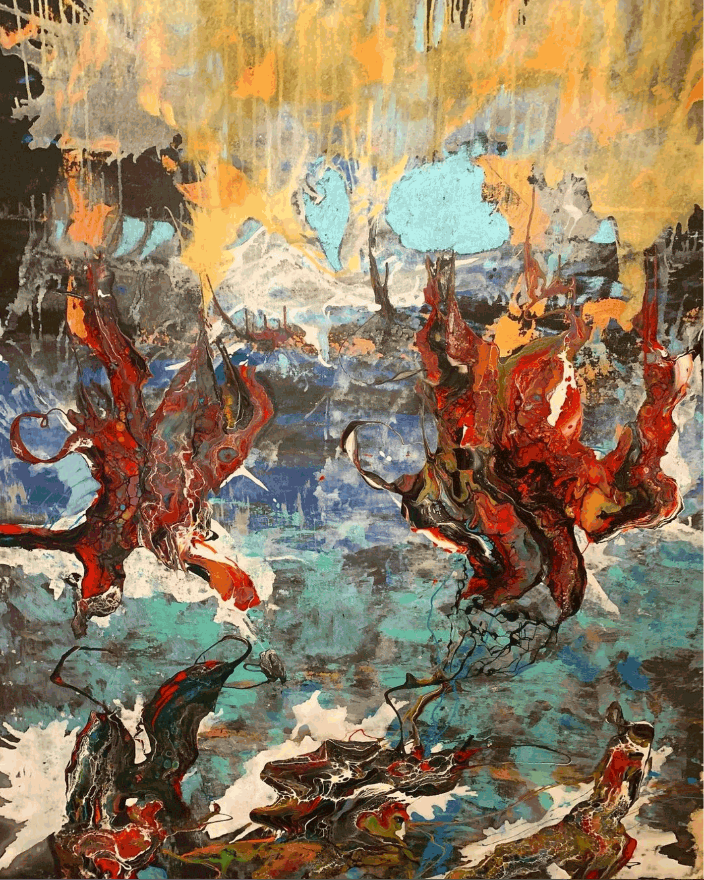 Britt Boutros-Ghali, Untitled (Blue Sea Dance), 2023 | Acryllic on canvas | 65 x 48 in. (140 x 120 cm)  Ref: no49-023_120x140