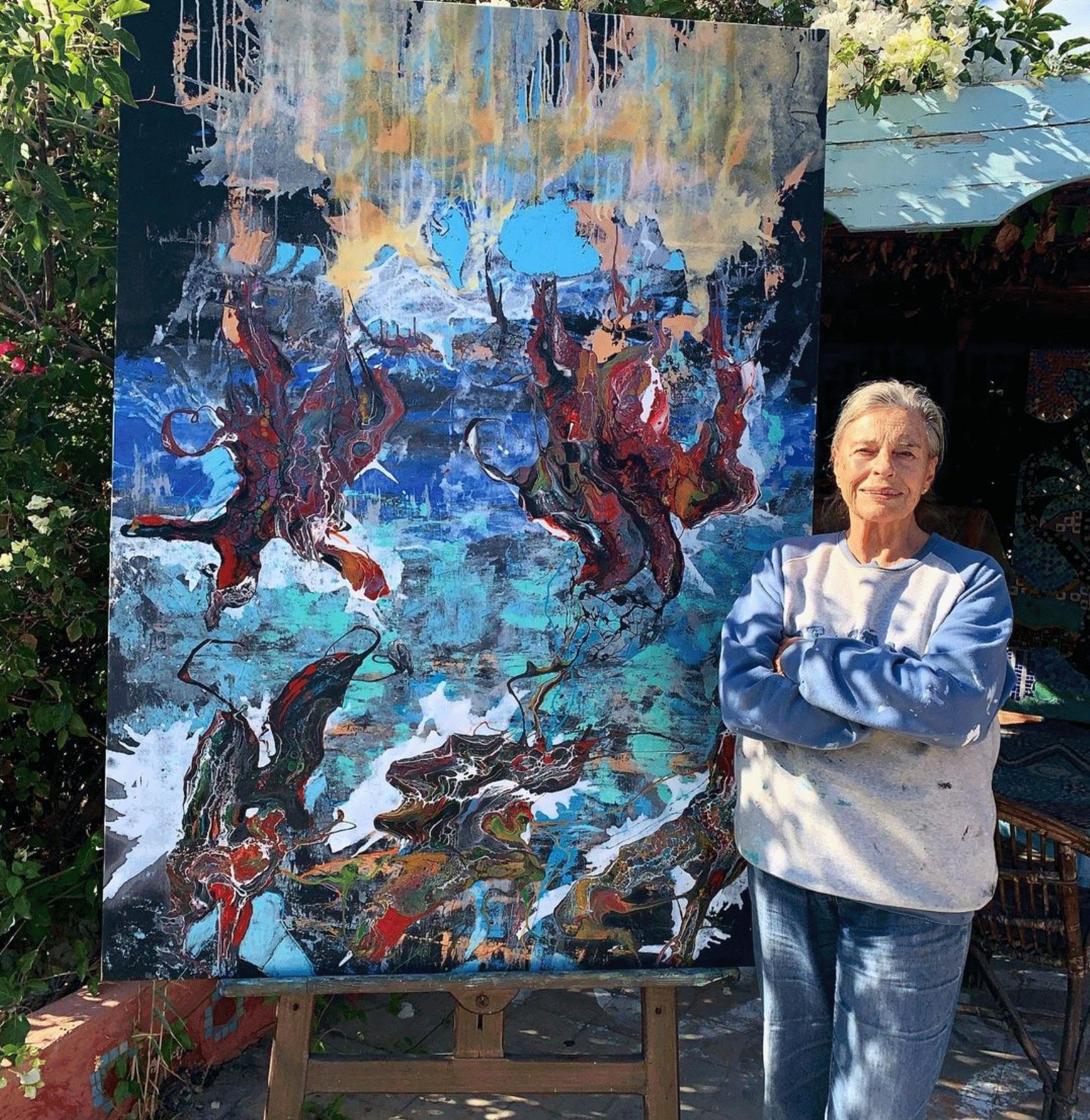 Britt Boutros-Ghali, Untitled (Blue Sea Dance), 2023 | Acryllic on canvas | 65 x 48 in. (140 x 120 cm)  Ref: no49-023_120x140