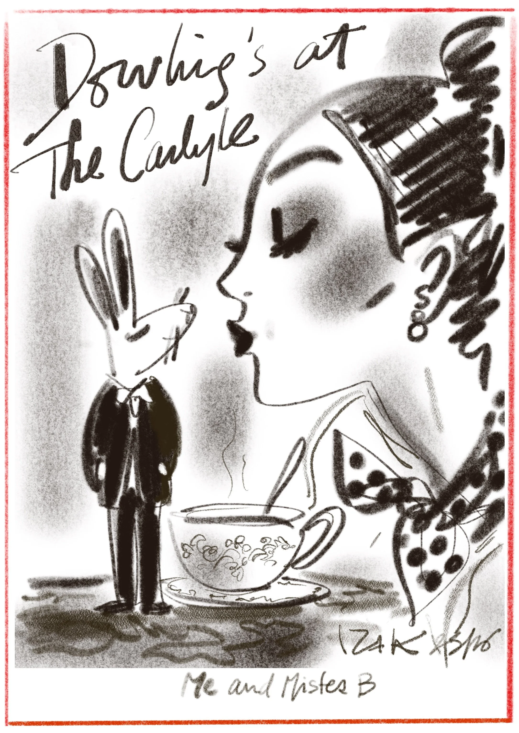 You can find Izak Zenou the famed fashion illustrator live at the Carlyle at the Dowlings Cafe doing portaits of all the chic clients that come though.