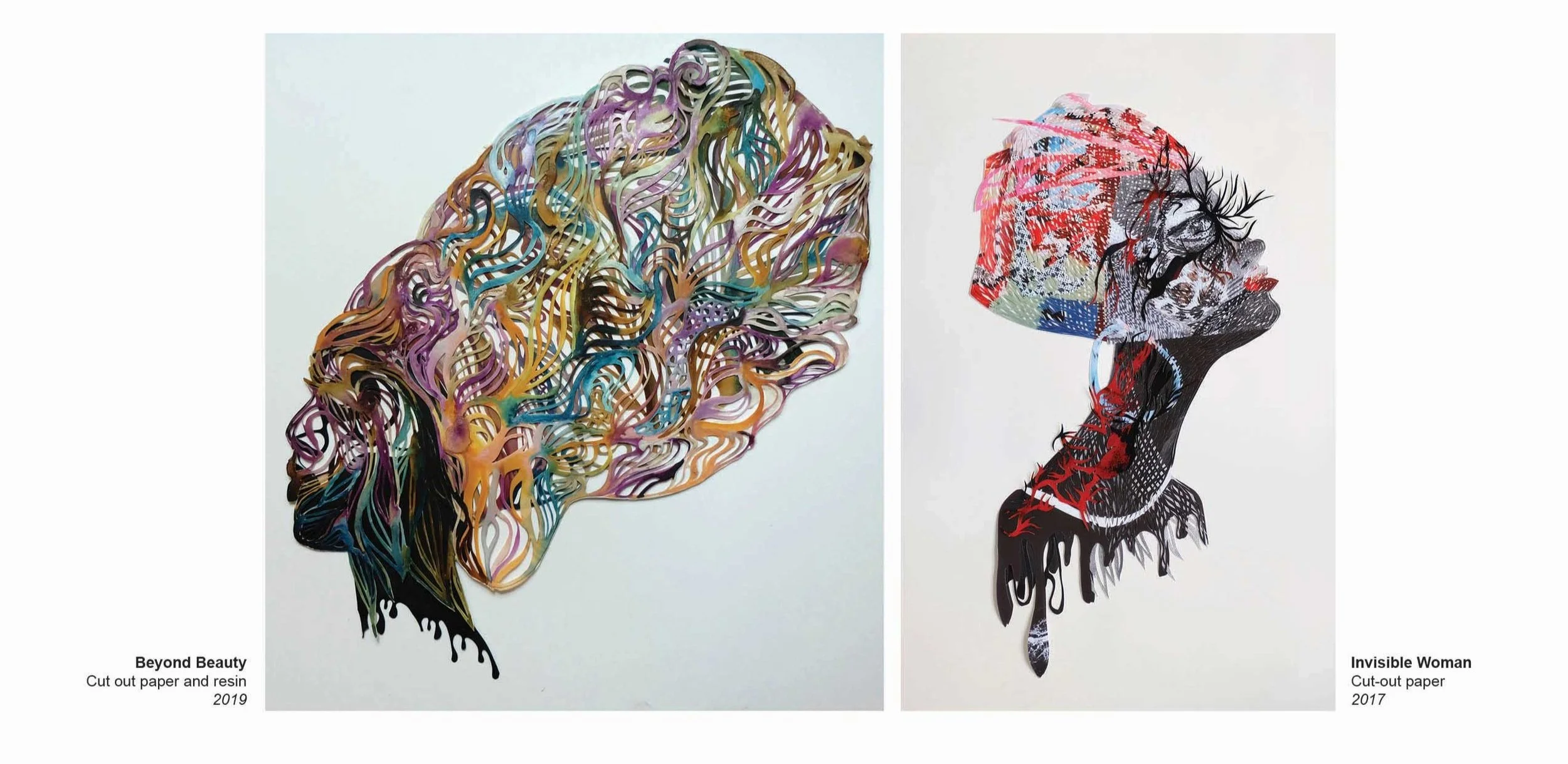 Marco Gallotta's cutting and layering techniques were used to create portraits.