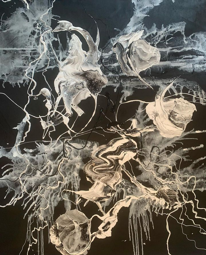 Britt Boutros Ghali, Black and white abstract painting