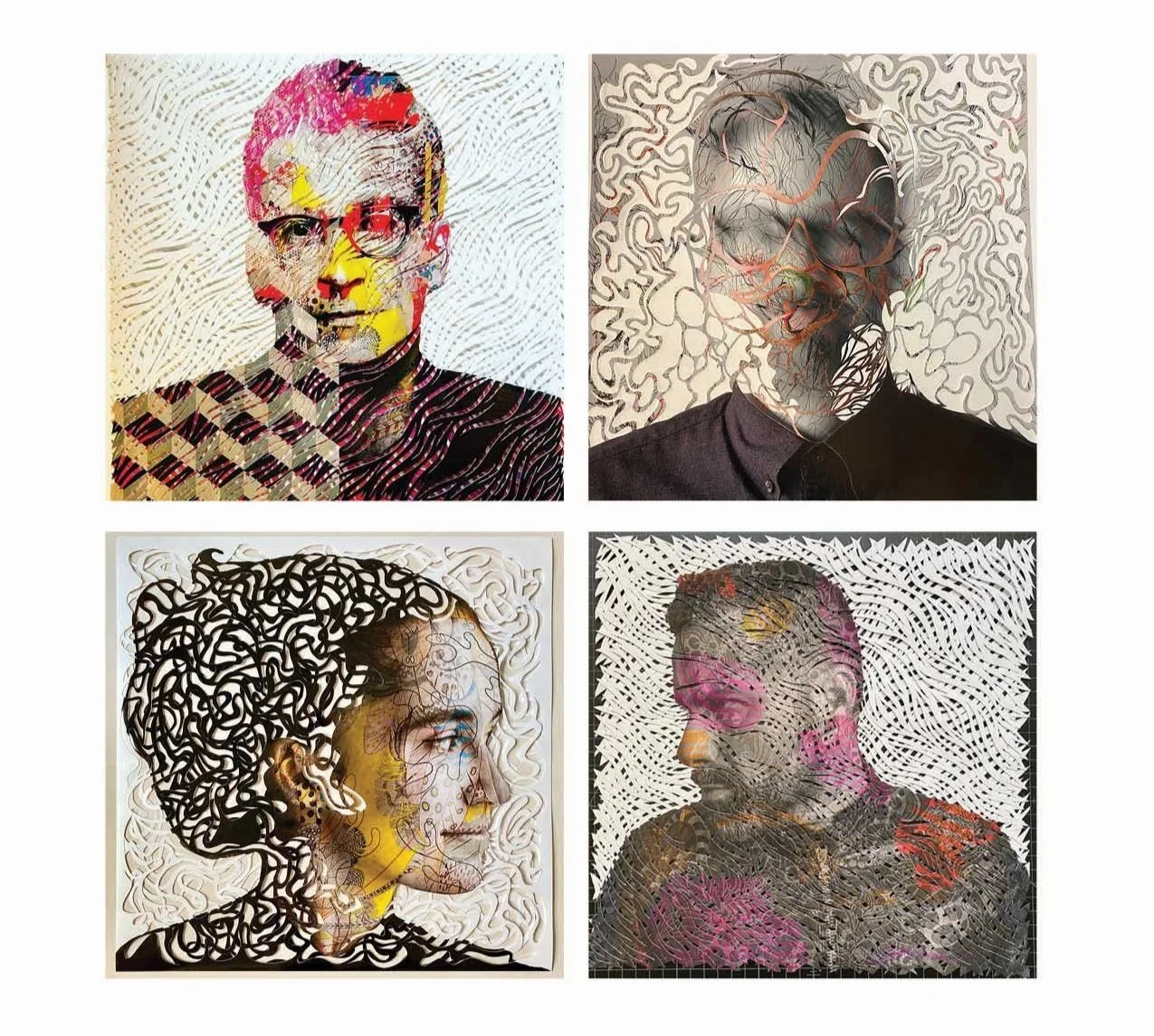 Marco Gallotta's cutting and layering techniques were used to create portraits.