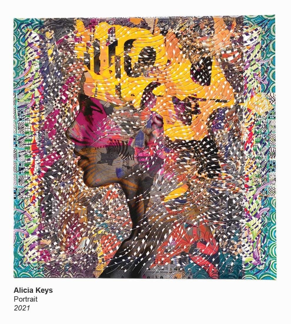 Marco Gallotta's cutting and layering techniques were used to create portraits such as one for Alicia Keys.