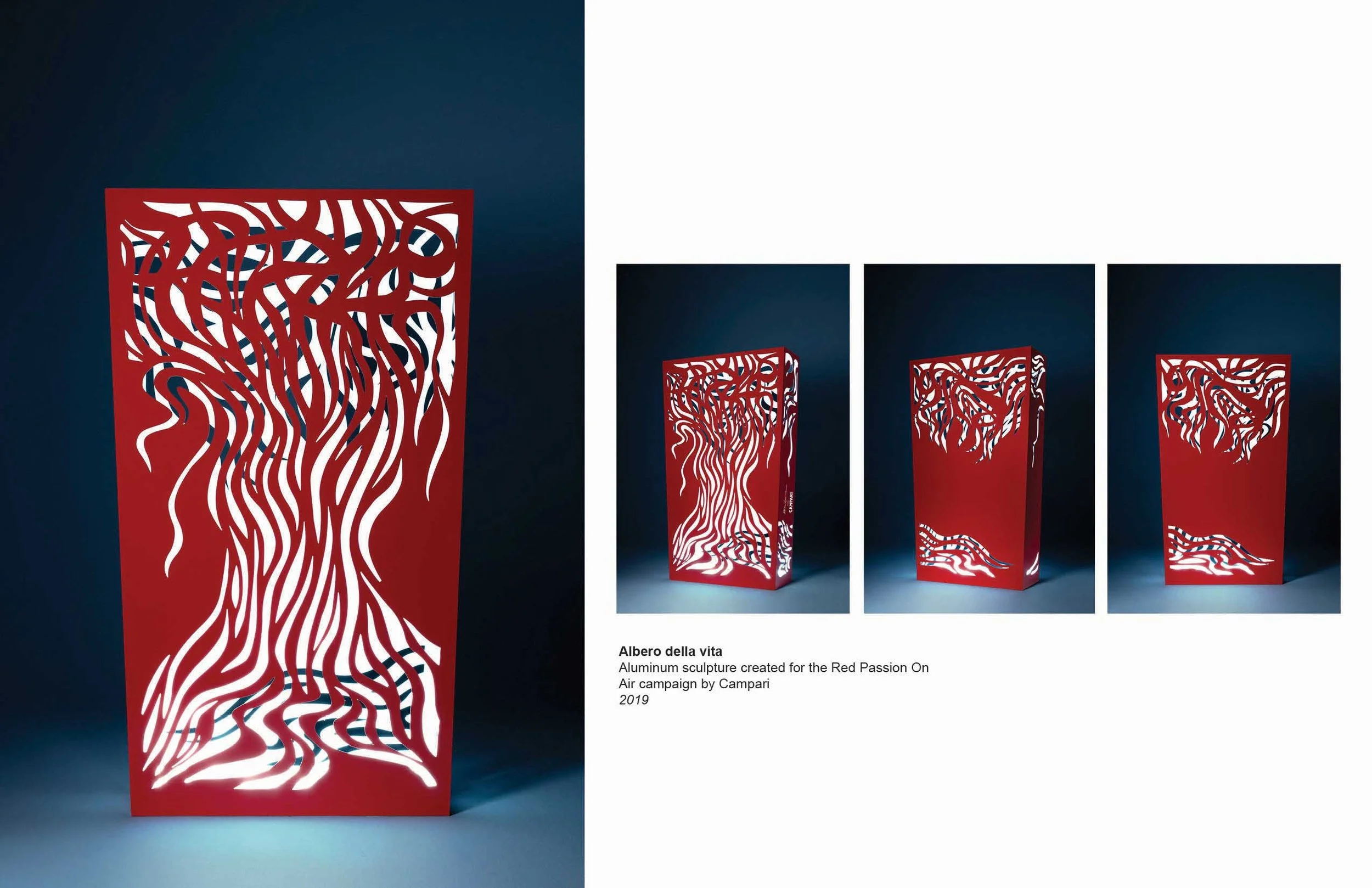 Decoupage artist Marco Gallotta also uses his cutting and layering techniques to create sculptures. He is represented by TrafficNYC, TrafficArts, and Traffic Creative Management