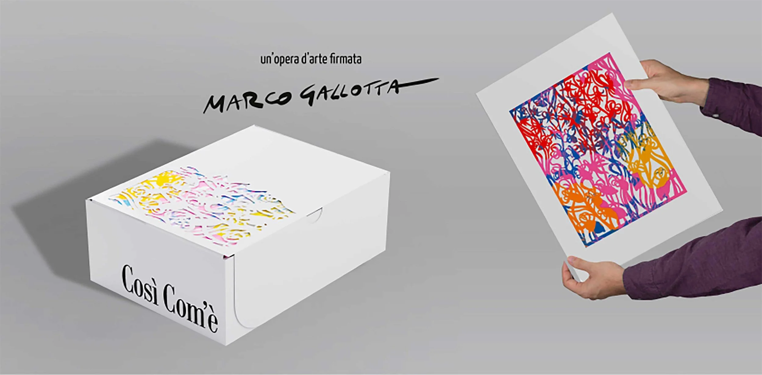 Decoupage artist Marco Gallotta collaborates with Così Com'è, an Italian consumer brand, to design a special limited edition packaging where he uses his well known cutting and layering techniques.