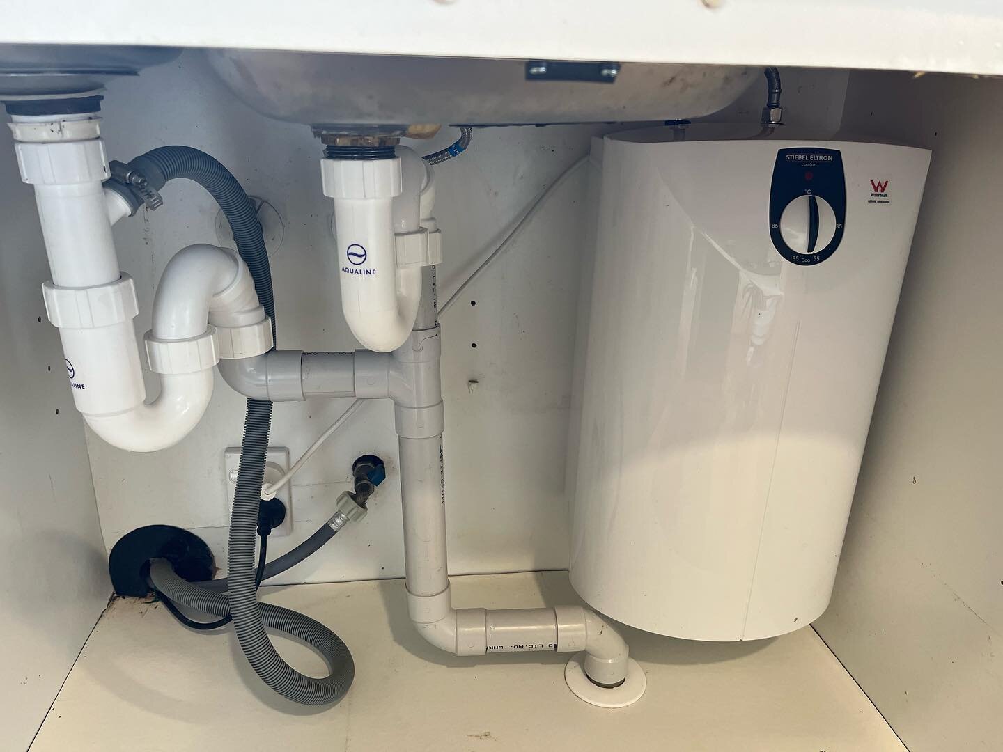 Tidy up of a clients under sink new wastes as the old ones were leaking and a new hot water unit as they had only a cold supply to the kitchen.