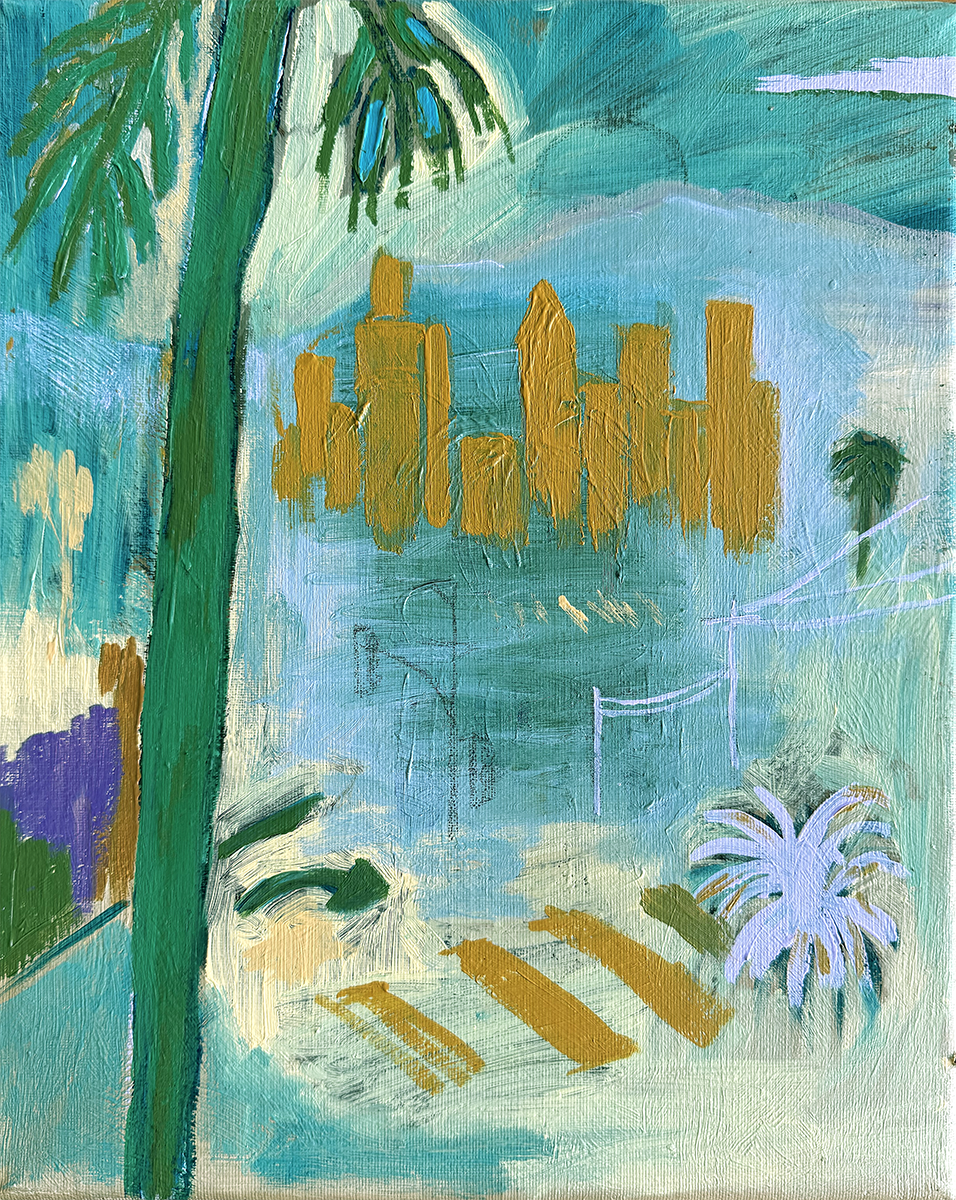  Crosswalk to Tomorrow  
Acrylic & pencil on canvas 
30x24 cm 
2025 
 €800,- 