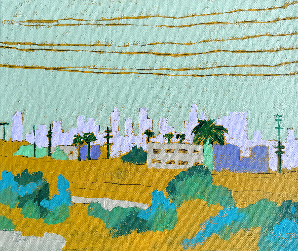  The Space Between Here and There  
Acrylic & pen on canvas 
30x25 cm 
2025 
 €825,- 