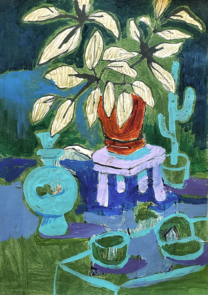  Conversations 3  
Acrylic & pencil & ink on paper 
21x14,8 cm 
 €400,- 